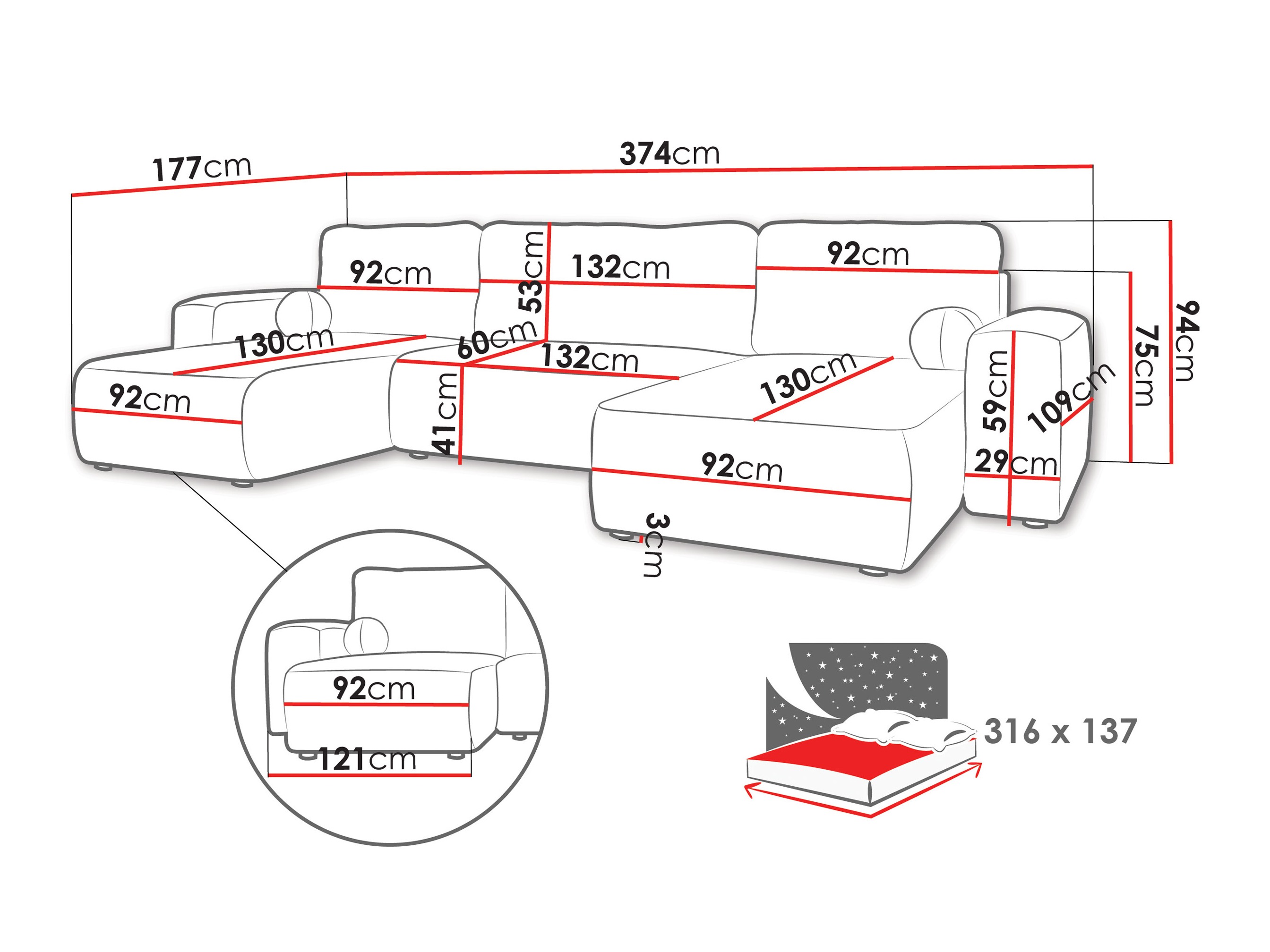 Canapé d'angle TrendyNest Piscor (Coral 80)