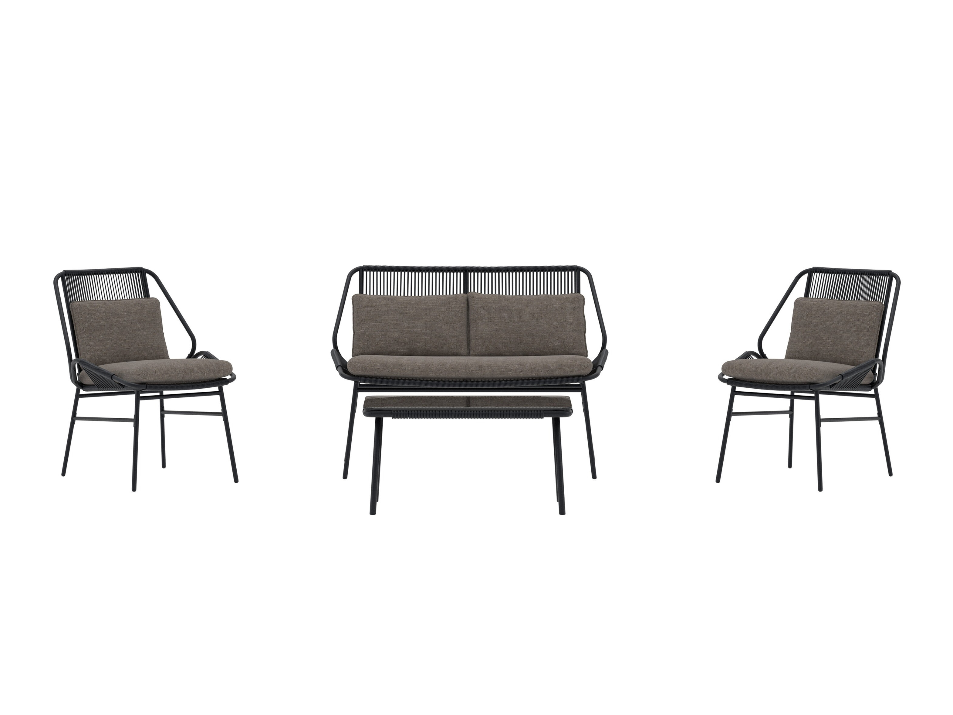 Ensemble de mobilier de jardin Dallas 5169 (Noir + Gris foncé)