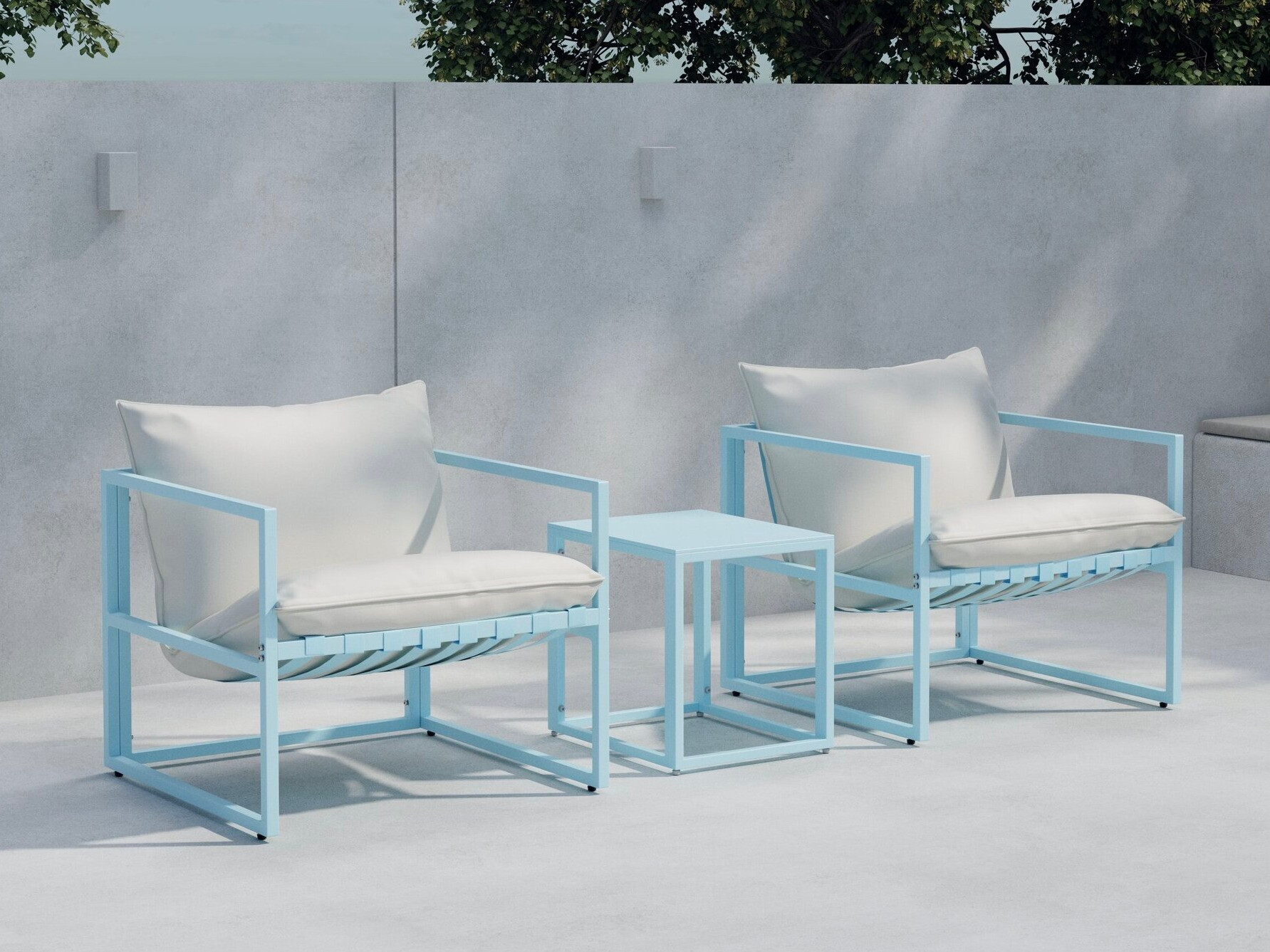 Ensemble de mobilier de jardin Dallas 5186 (Bleu clair + Beige)