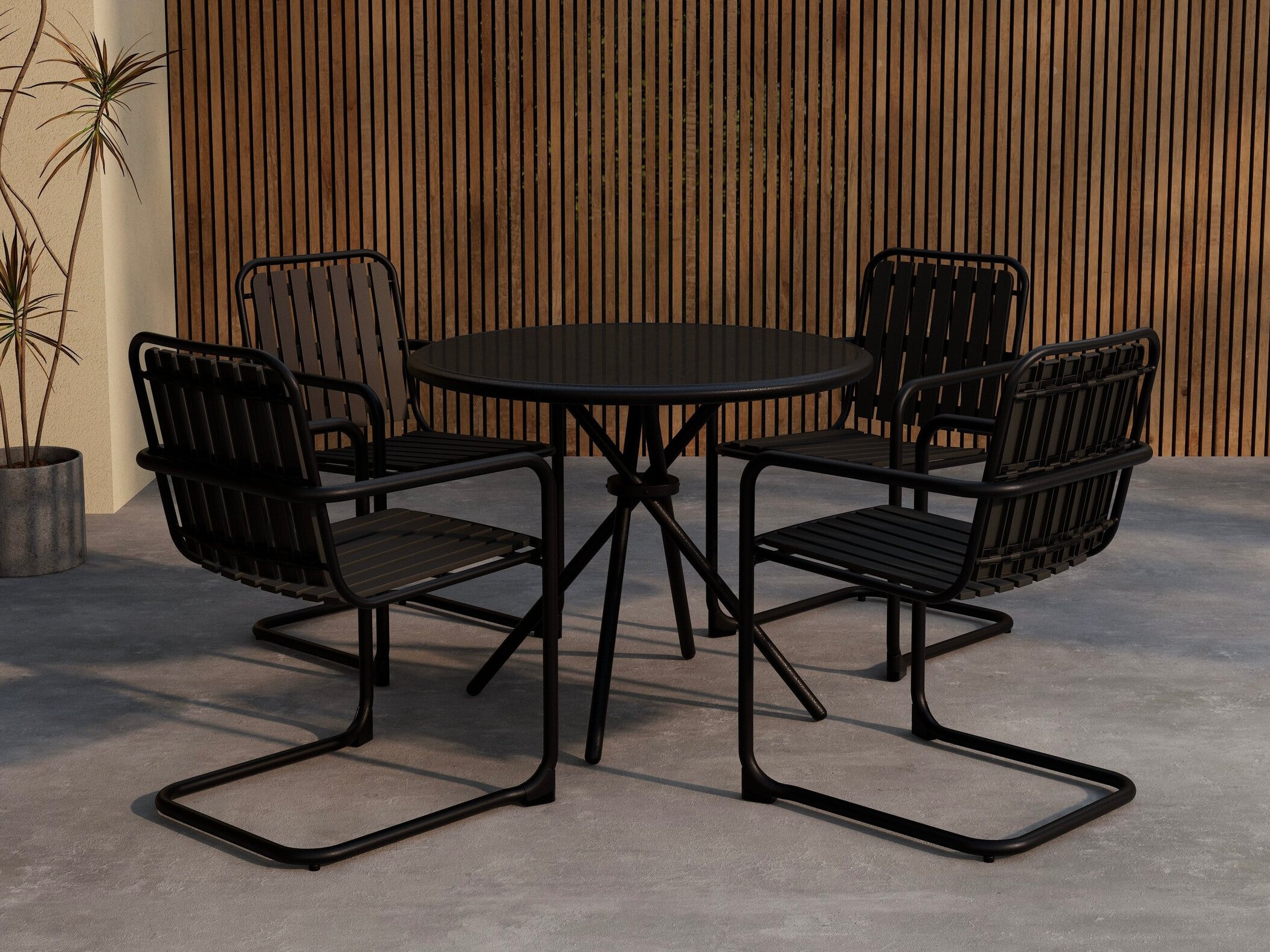 Ensemble table et chaises Dallas 5192 (Noir)