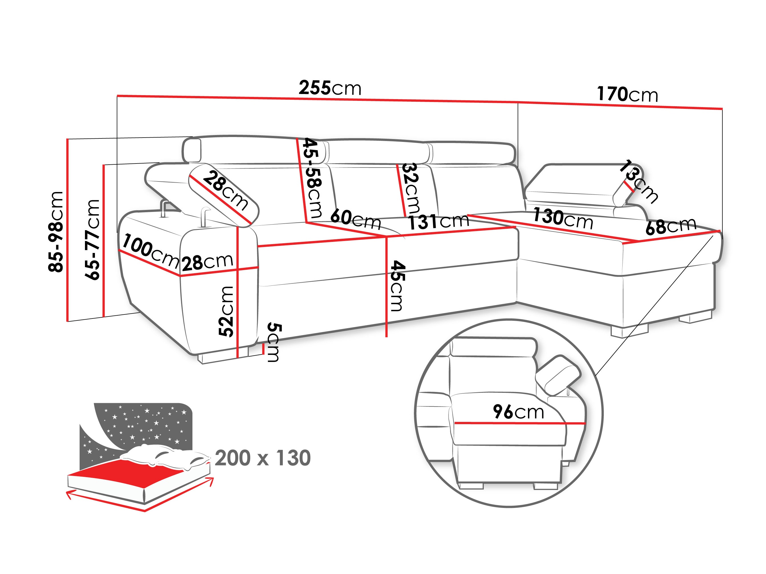 Canapé d'angle Columbus 252 (Lumo 65)