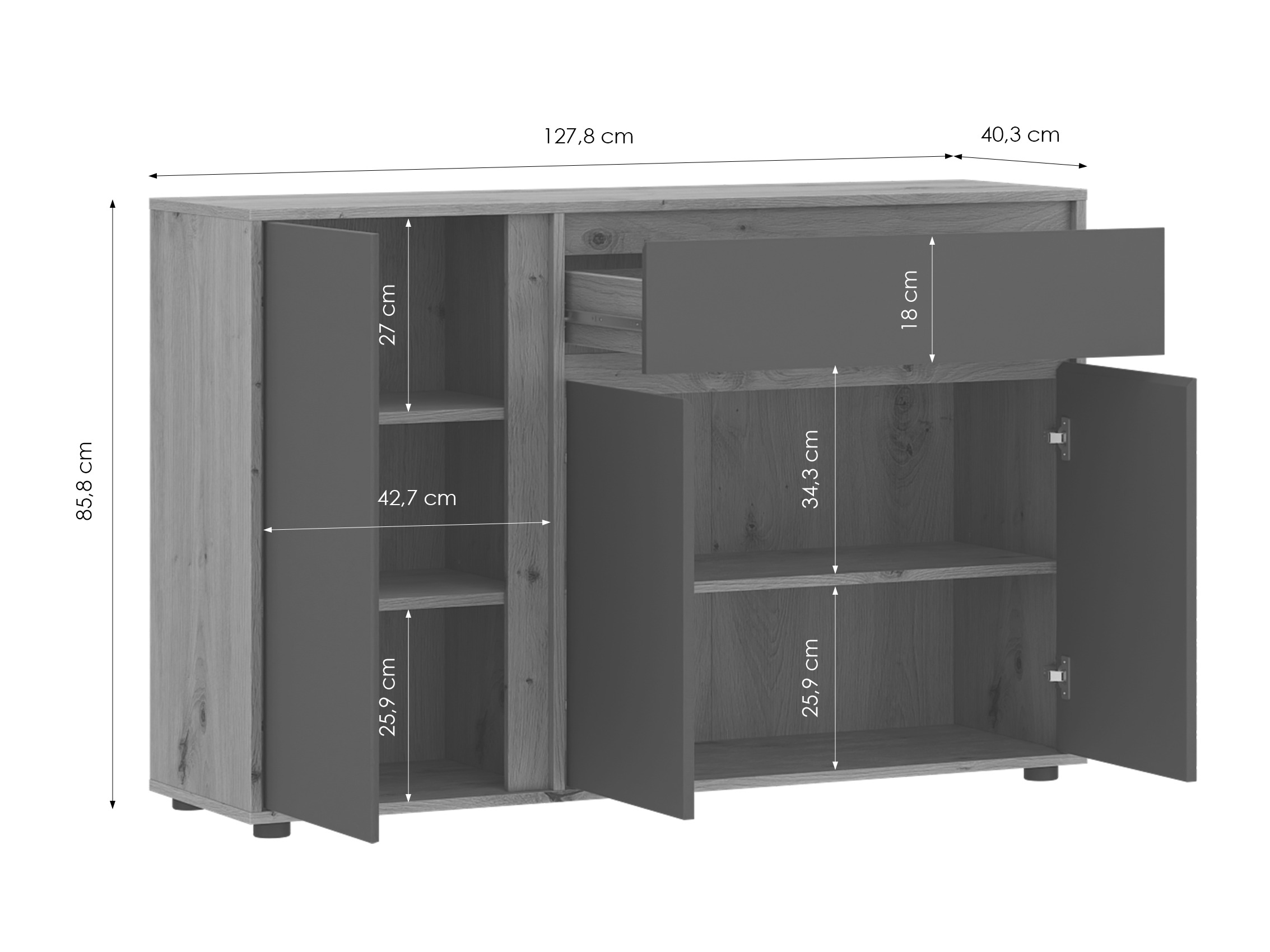 Commode Torcavi 100 (Anthracite + Chêne Artisan)