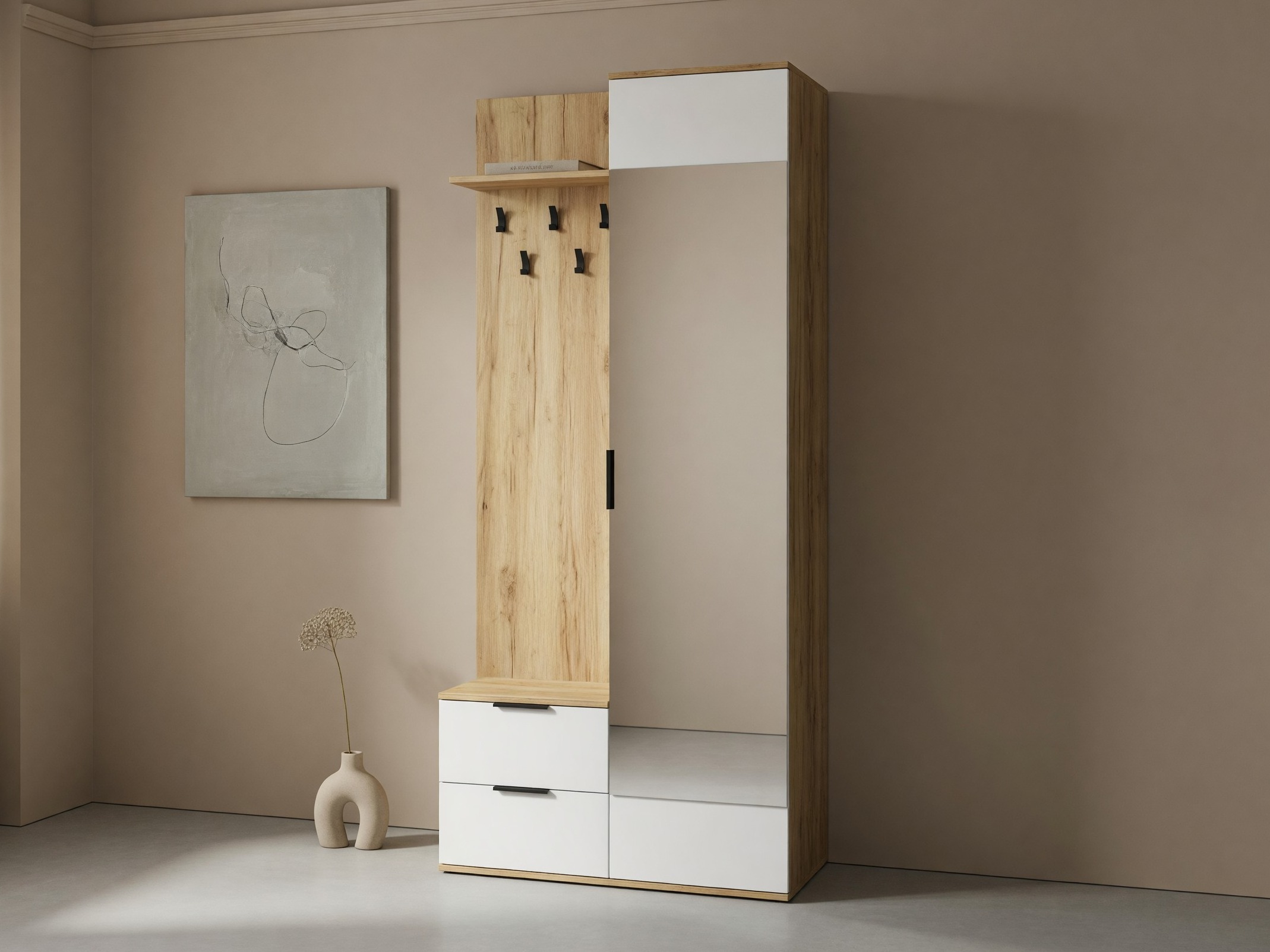 Meuble d'entrée Houston 2004 (Chêne doré + Blanc)