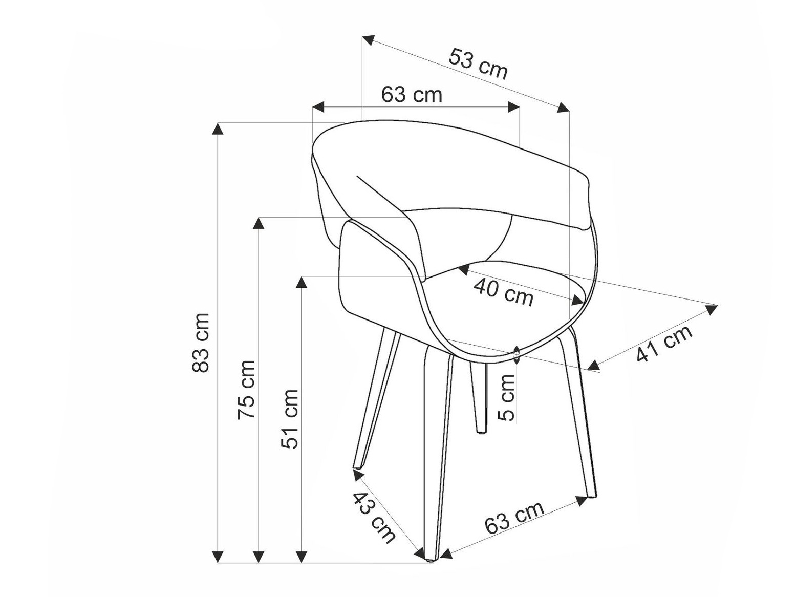 Chaise Houston 1597 (Gris + Noyer)