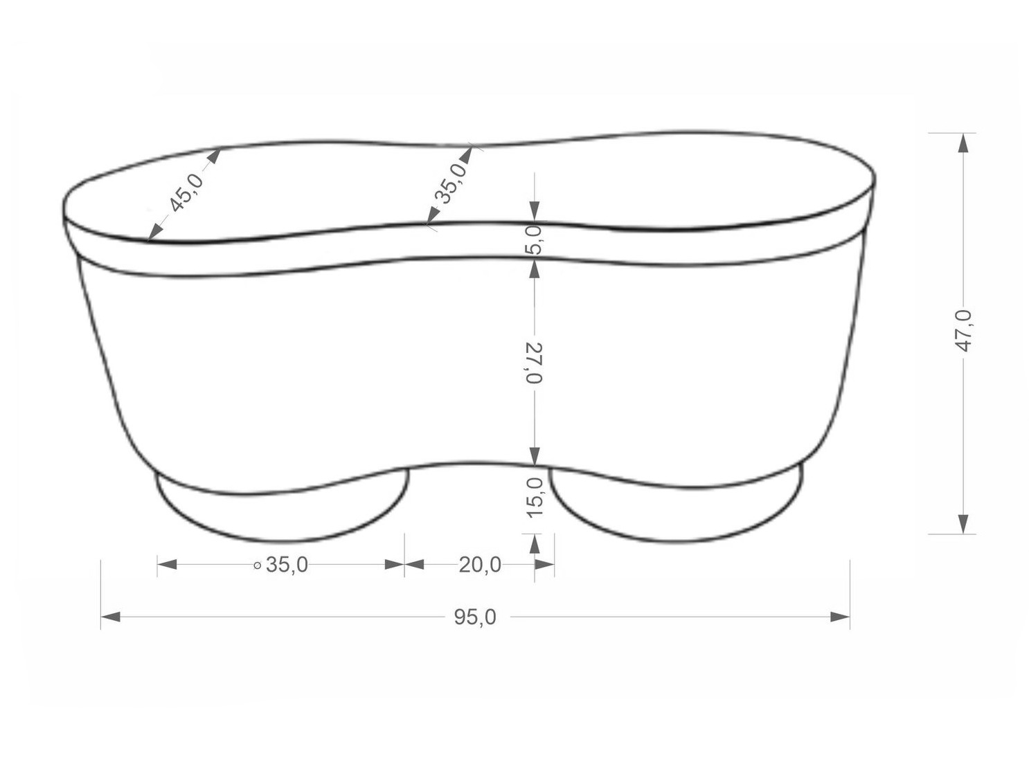 Banc rembourré Houston 2110 (Gris)