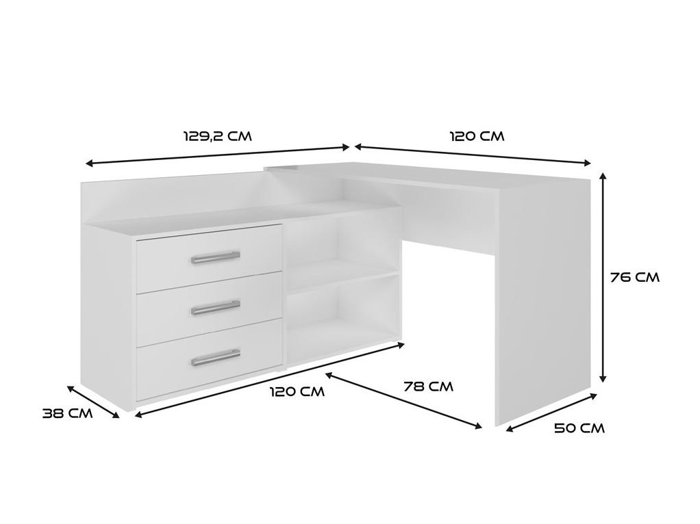 Bureau d'angle Mandeville 131 (Mat blanc)