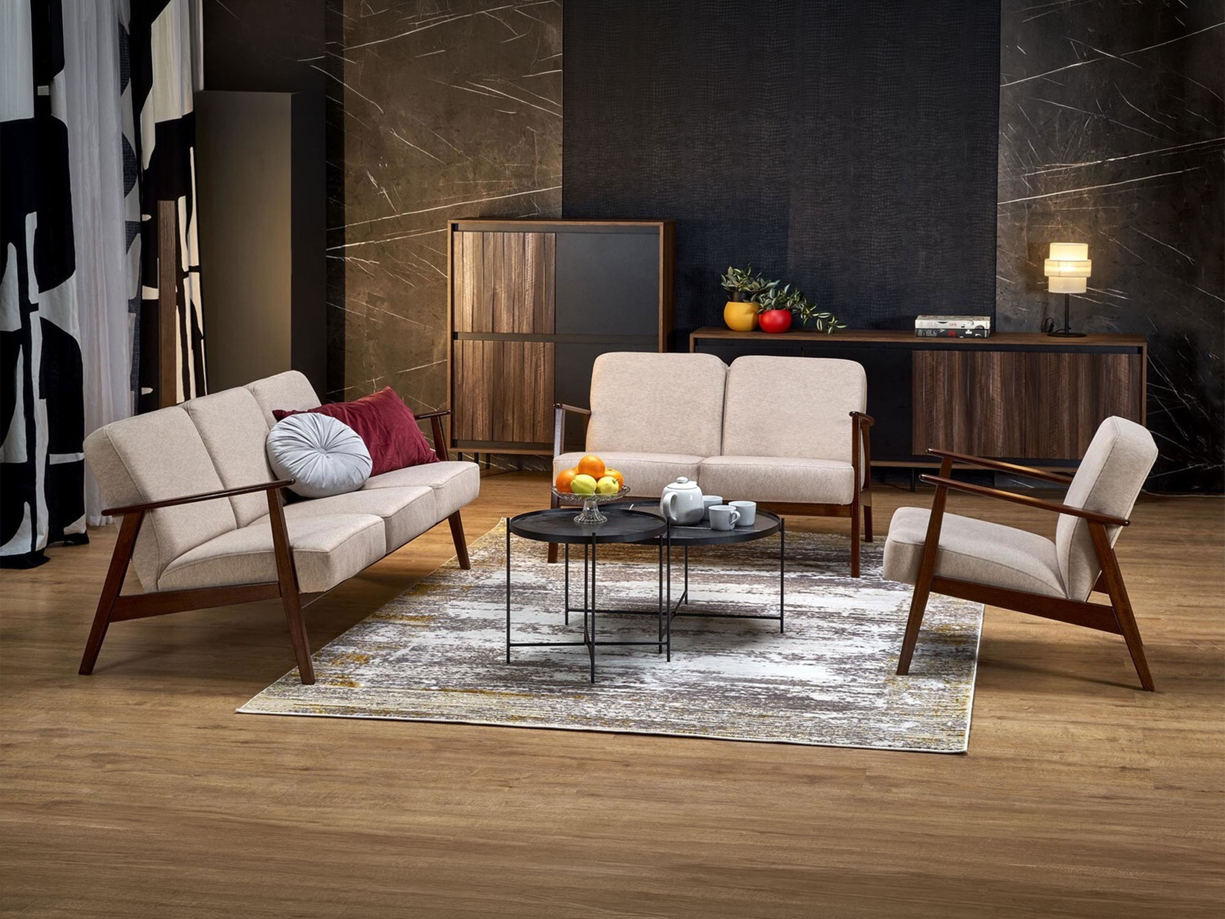 Canapé Houston 2117 (Beige + Noyer)