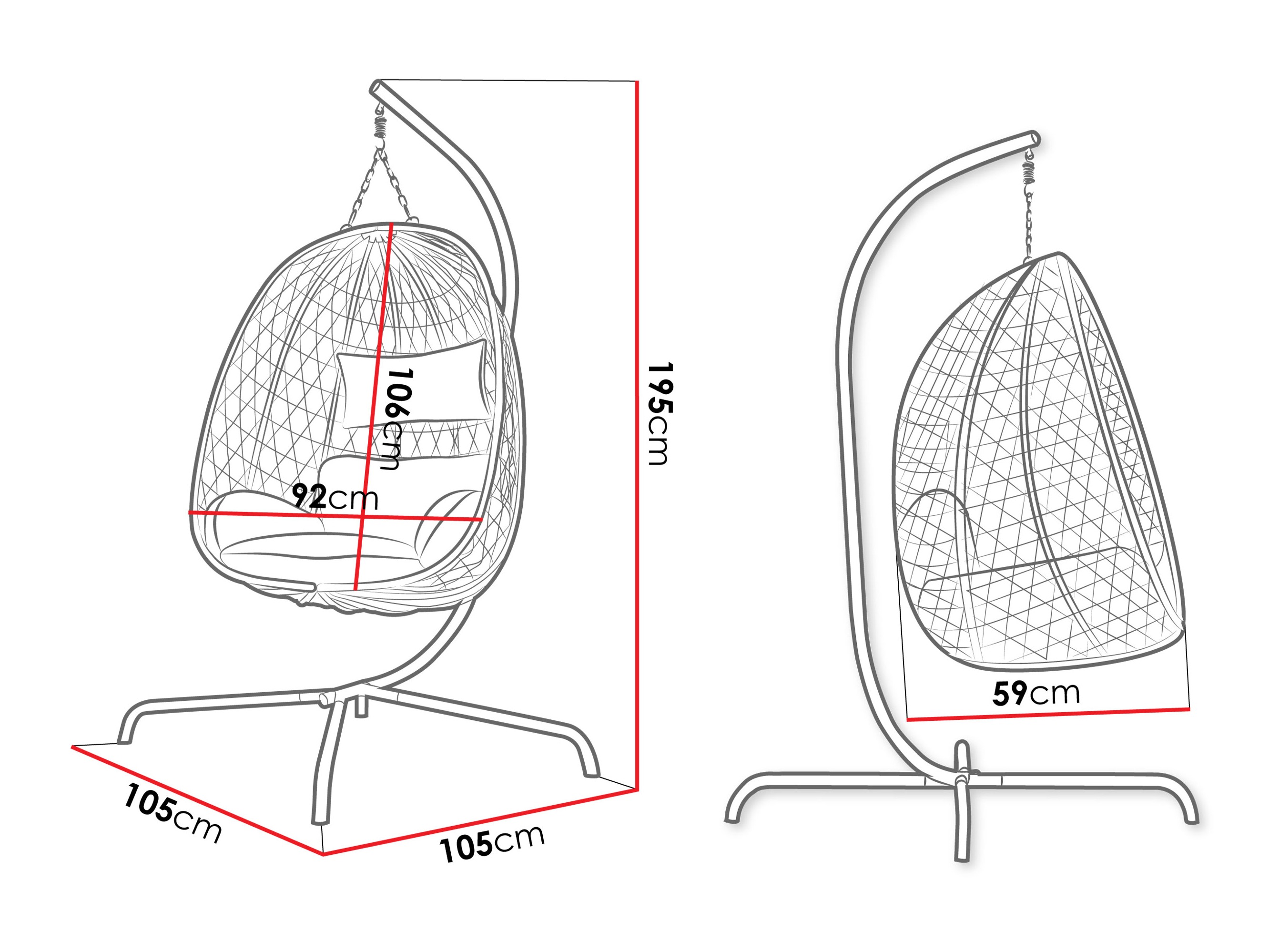 Chaise suspendu Magistra (Gris foncé + Noir)