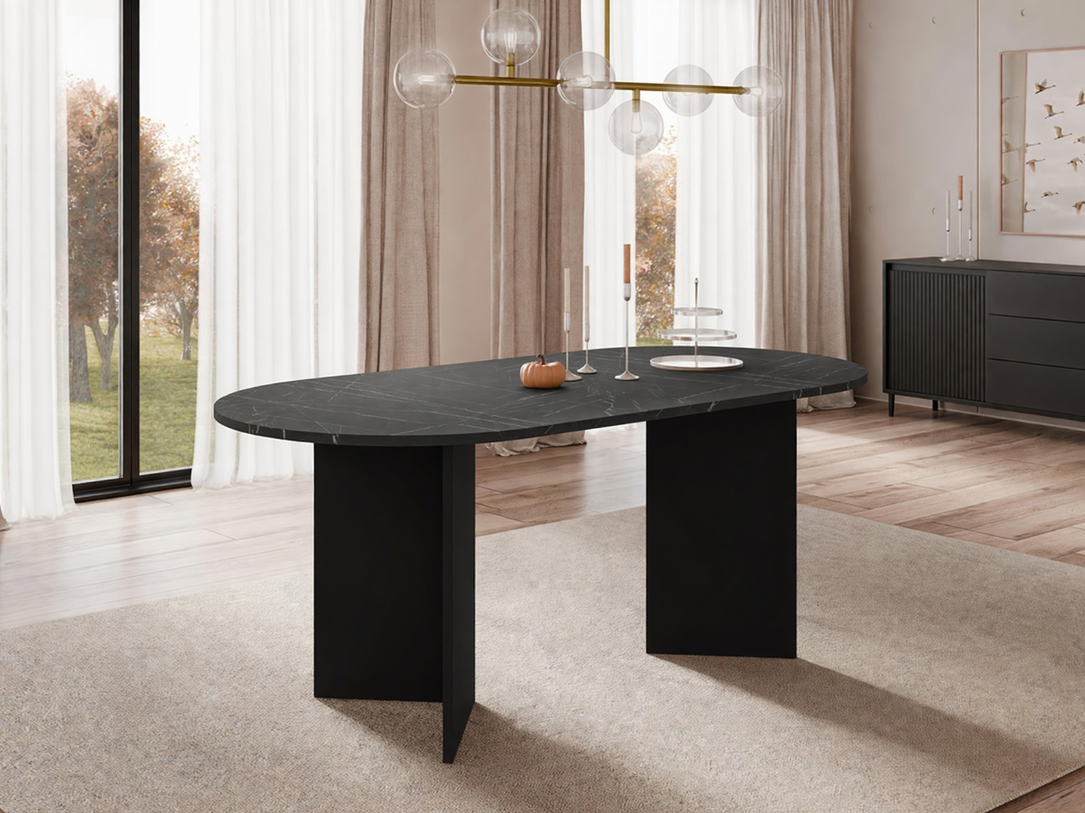 Table Comfivo Fungus (Marbre noir + Noir)