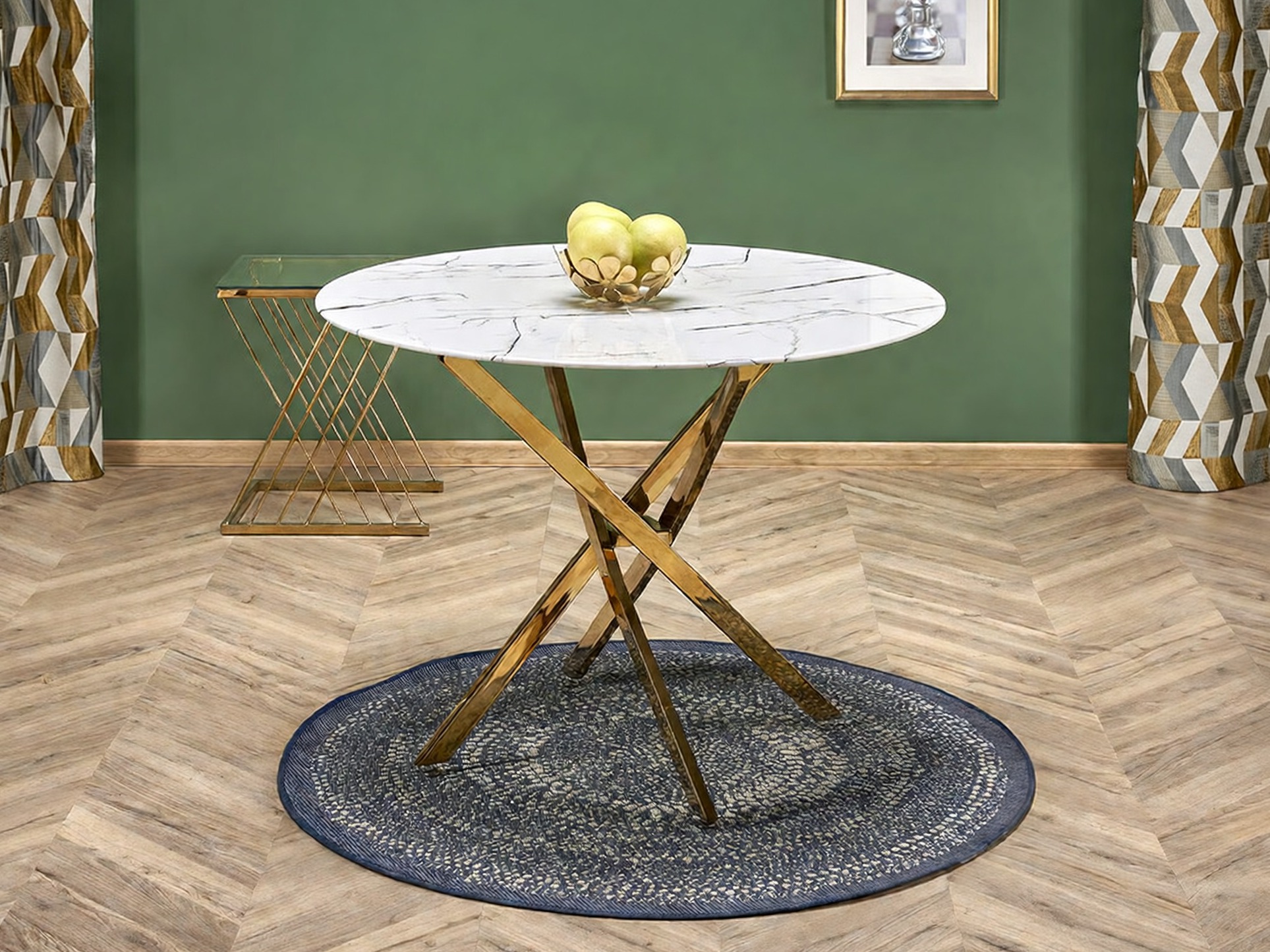 Table Houston 1538 (Doré + Marbre blanc)