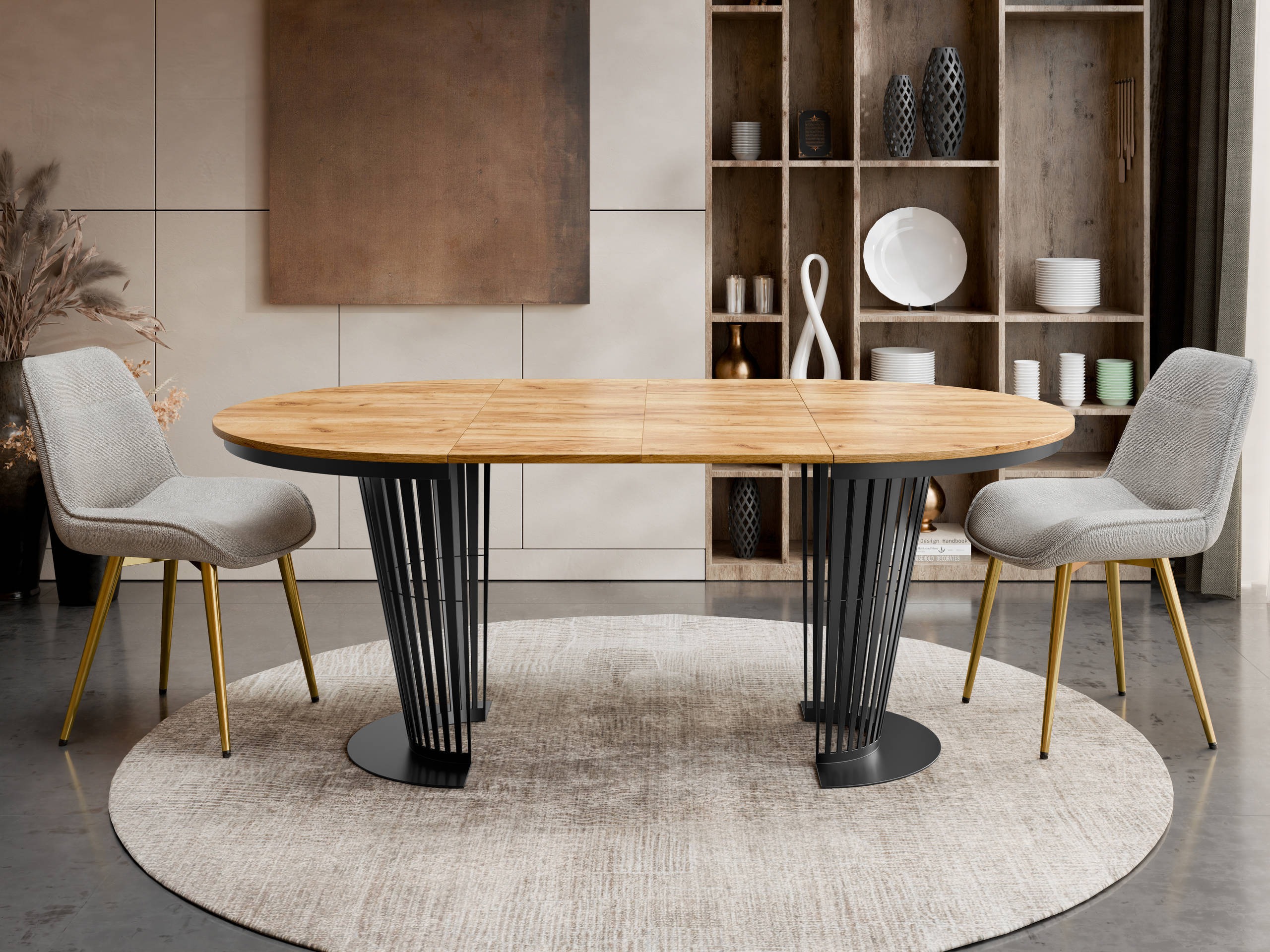 Table Oswego 179 (Noir + Craft chêne)