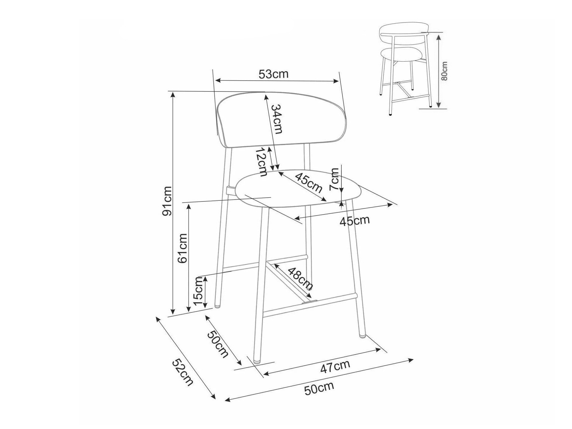 Chaise de bar mi-hauteur Detroit 946 (Brego 34)