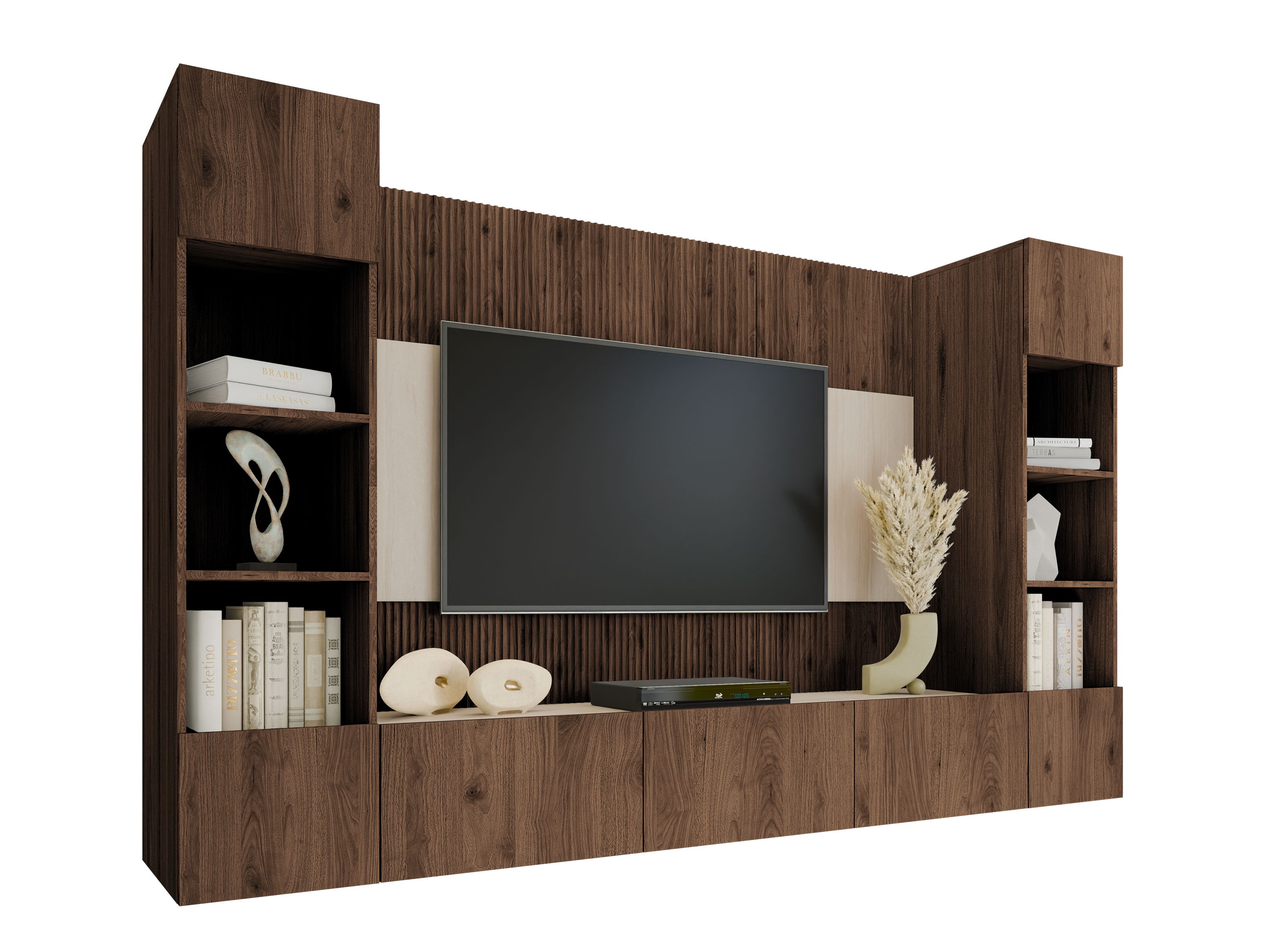 Ensemble de salon Comfivo Salix I (Noyer + Travertin clair)