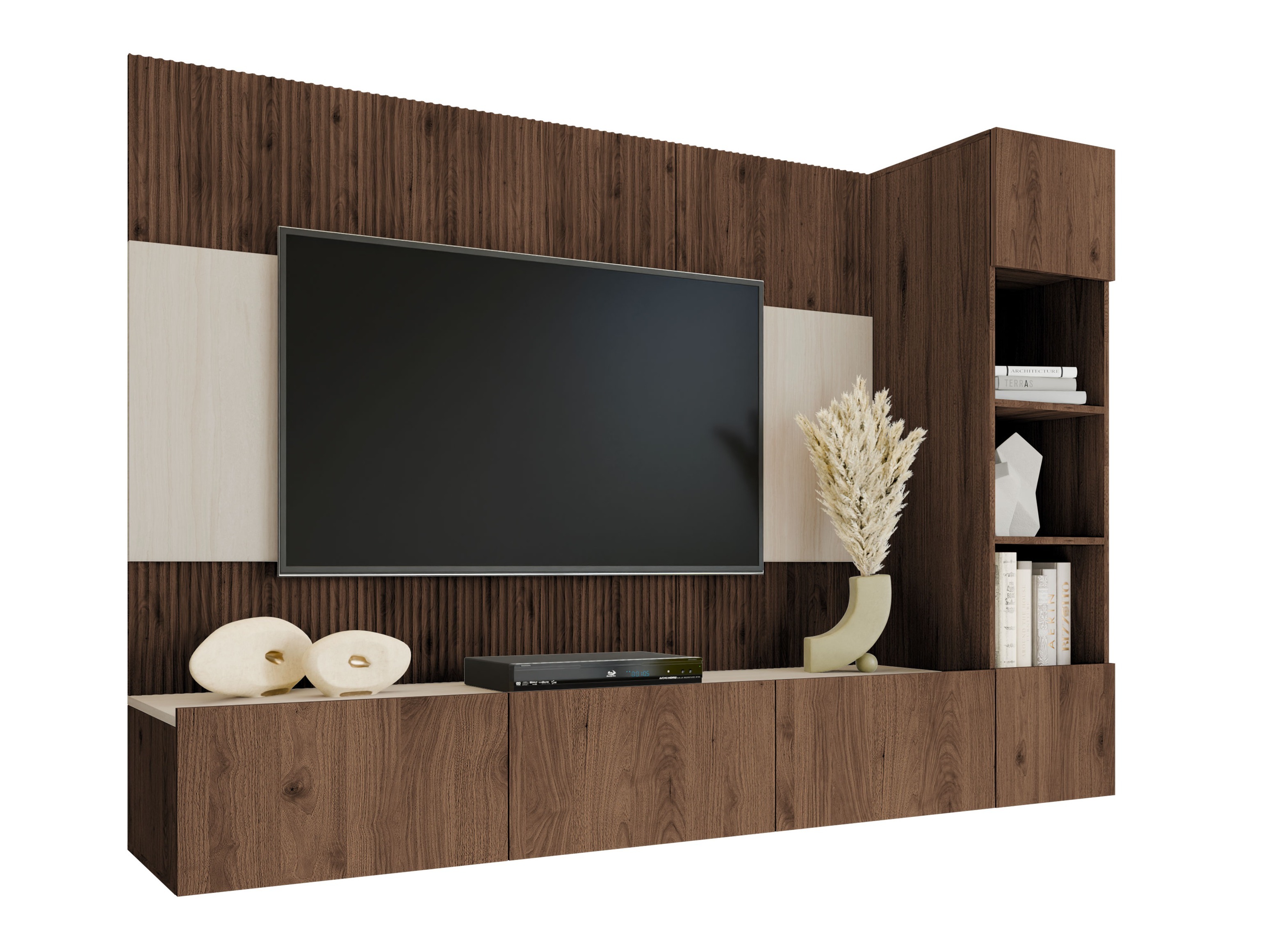 Ensemble de salon Comfivo Salix II (Noyer + Clair Travertine)