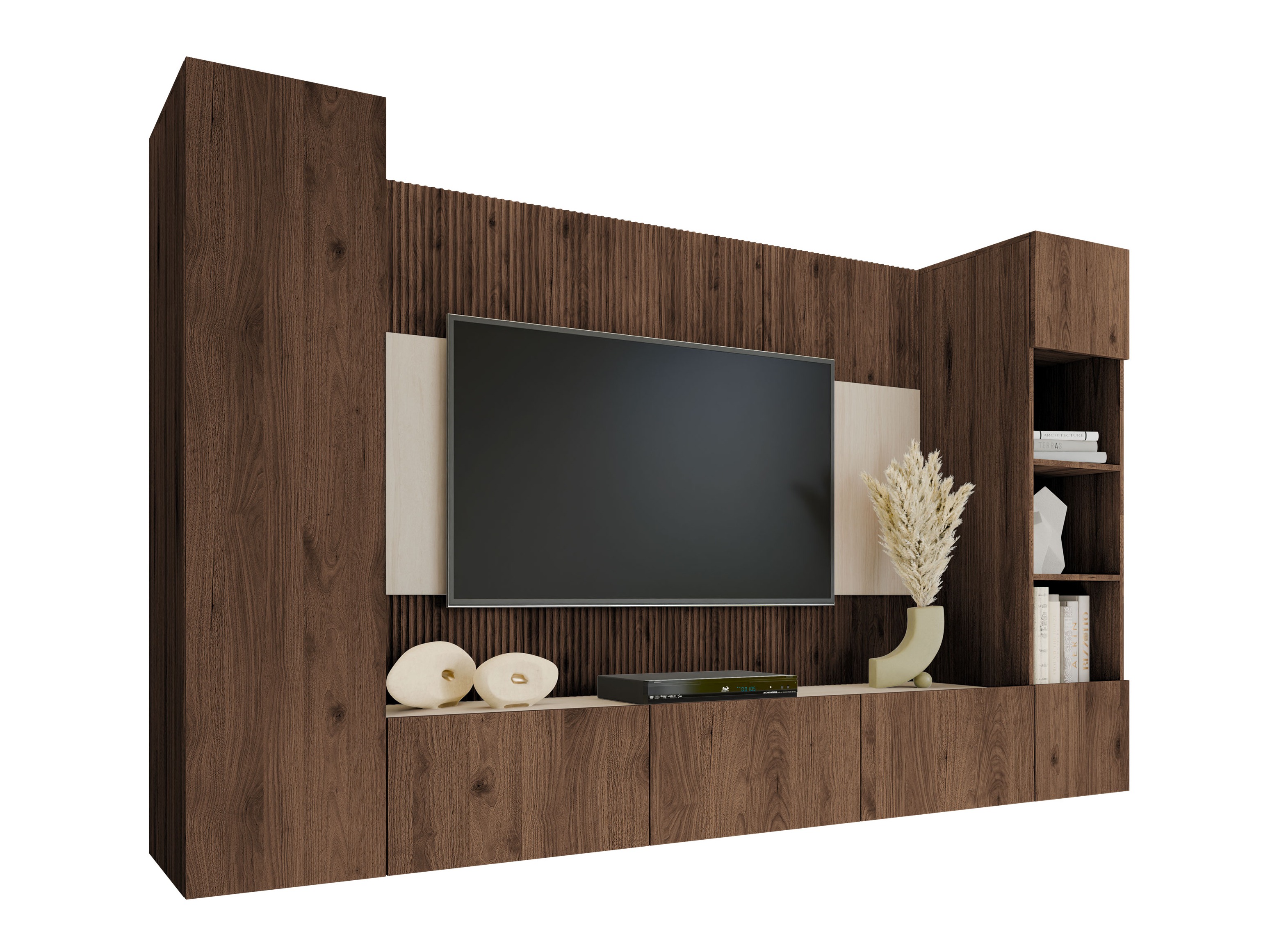 Ensemble de salon Comfivo Salix IV (Noyer + Clair Travertine)