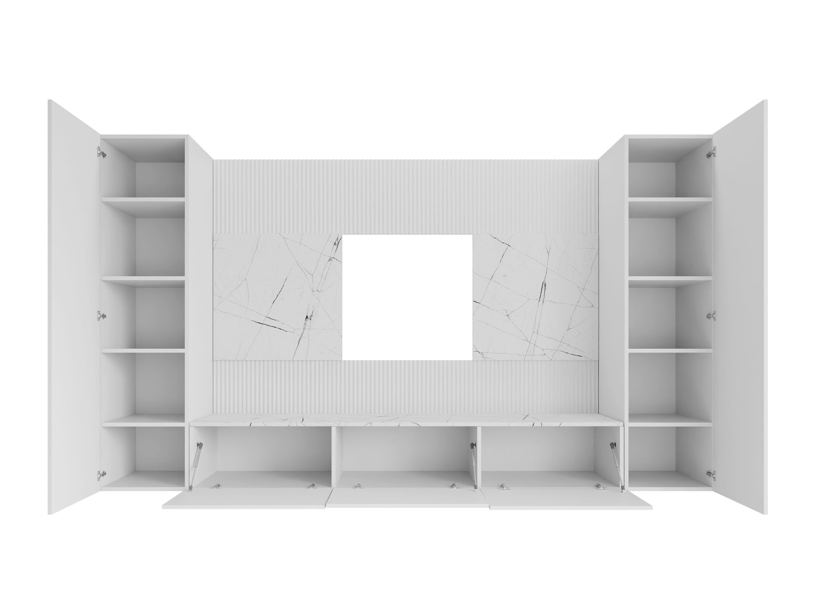 Ensemble de salon Comfivo Salix V (Blanc + Marbre blanc)
