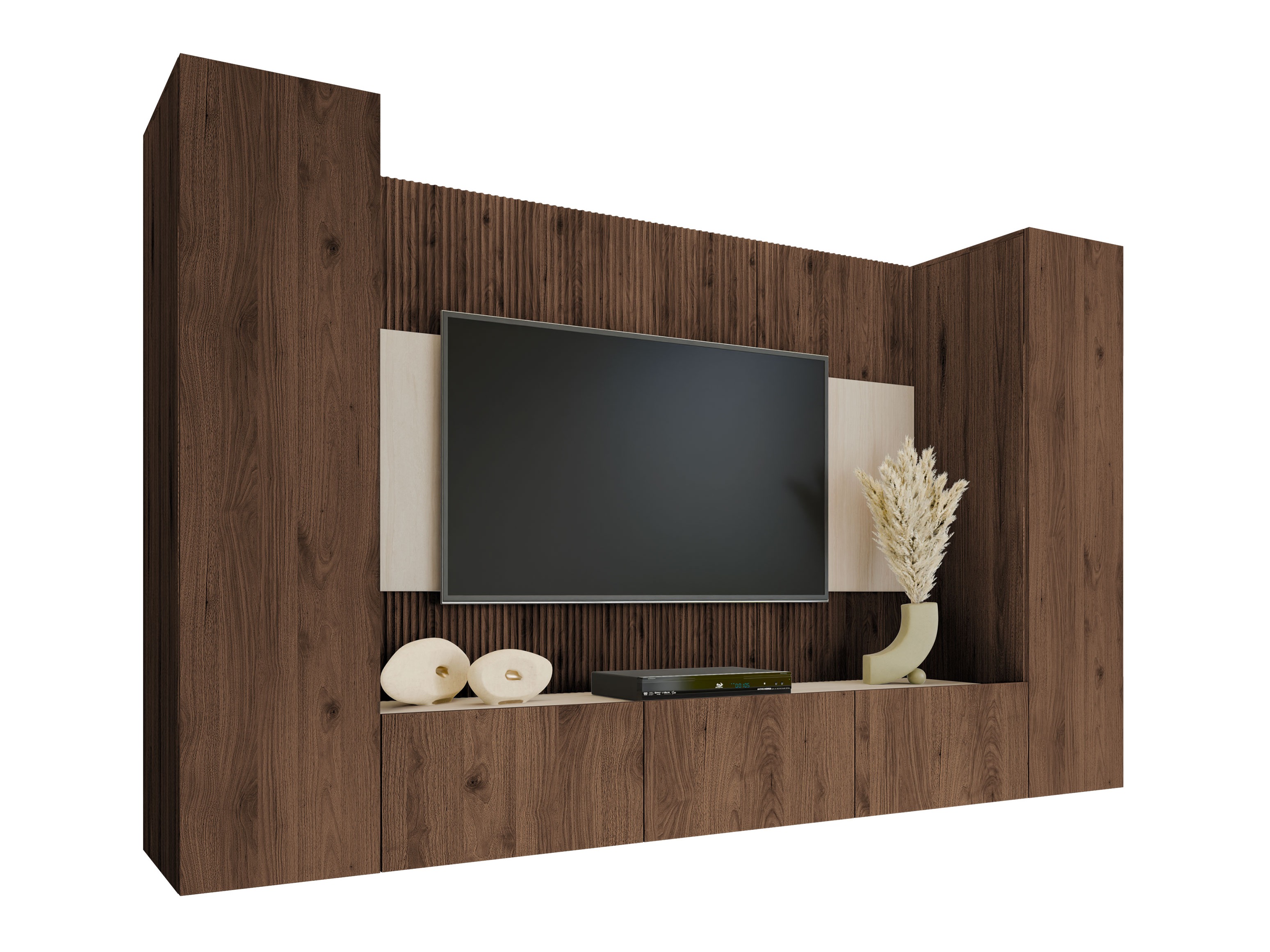Ensemble de salon Comfivo Salix V (Noyer + Travertin clair)