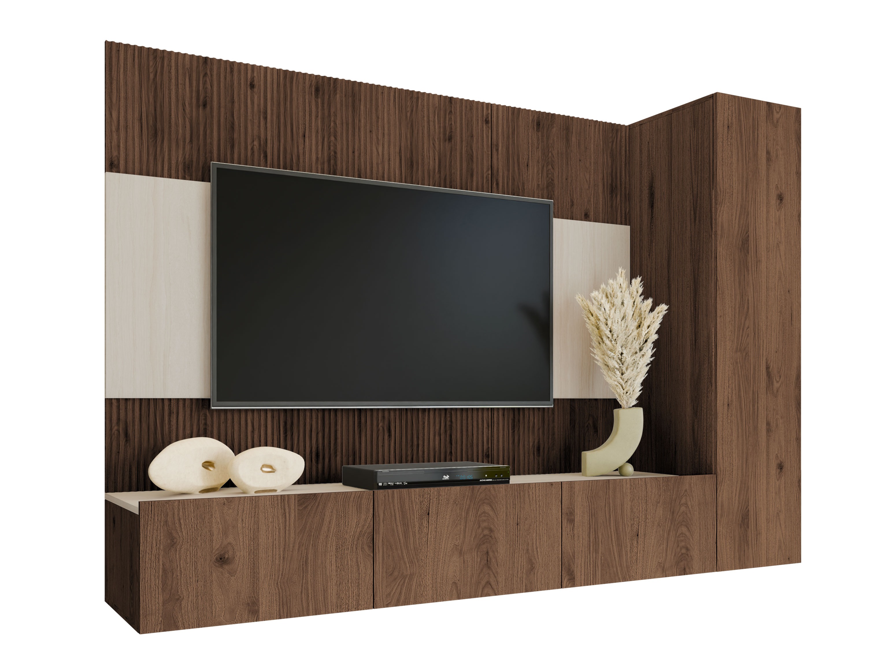 Ensemble de salon Comfivo Salix VI (Noyer + Clair Travertine)