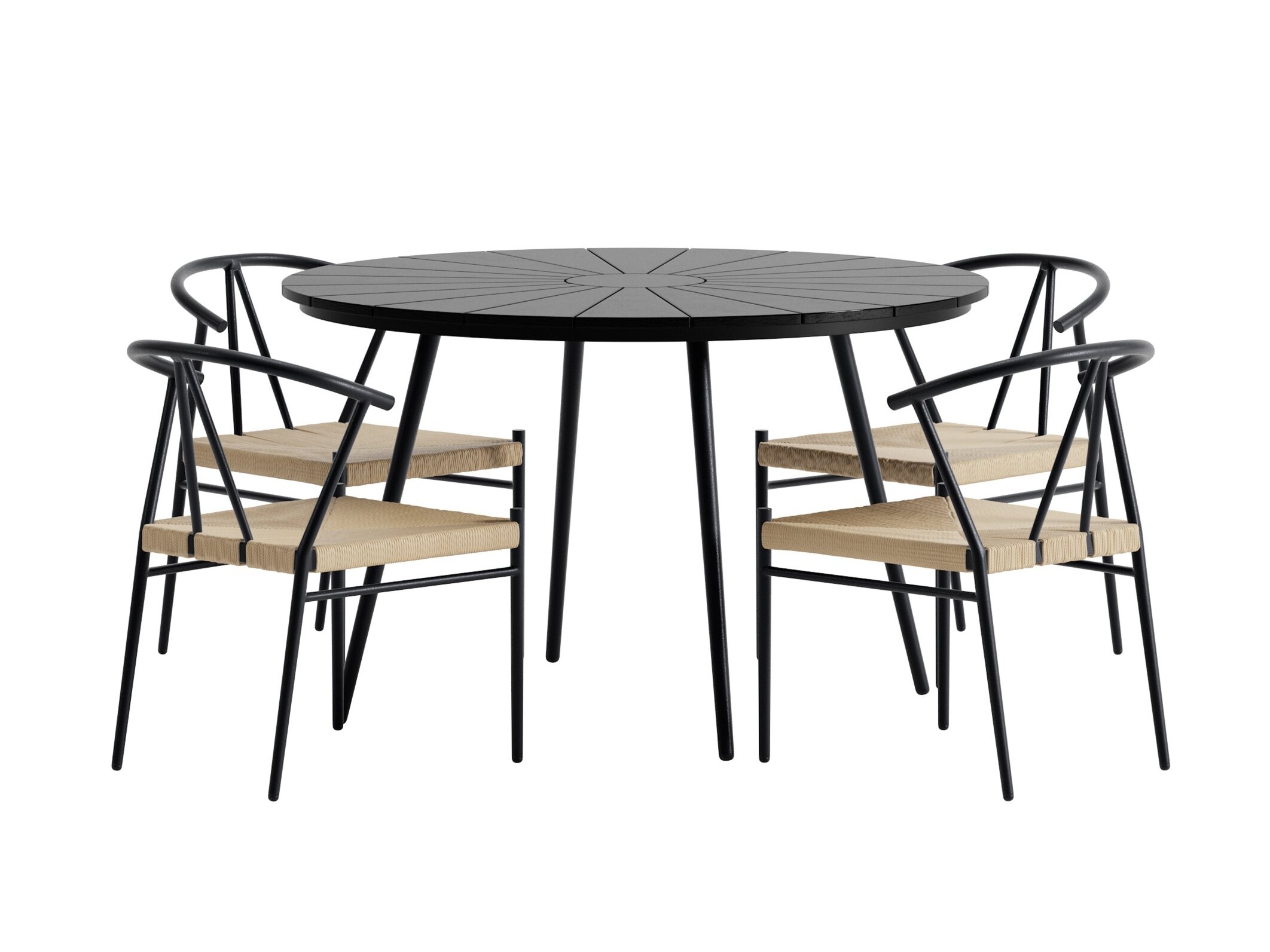 Ensemble table et chaises Dallas 5254 (Noir + beige)