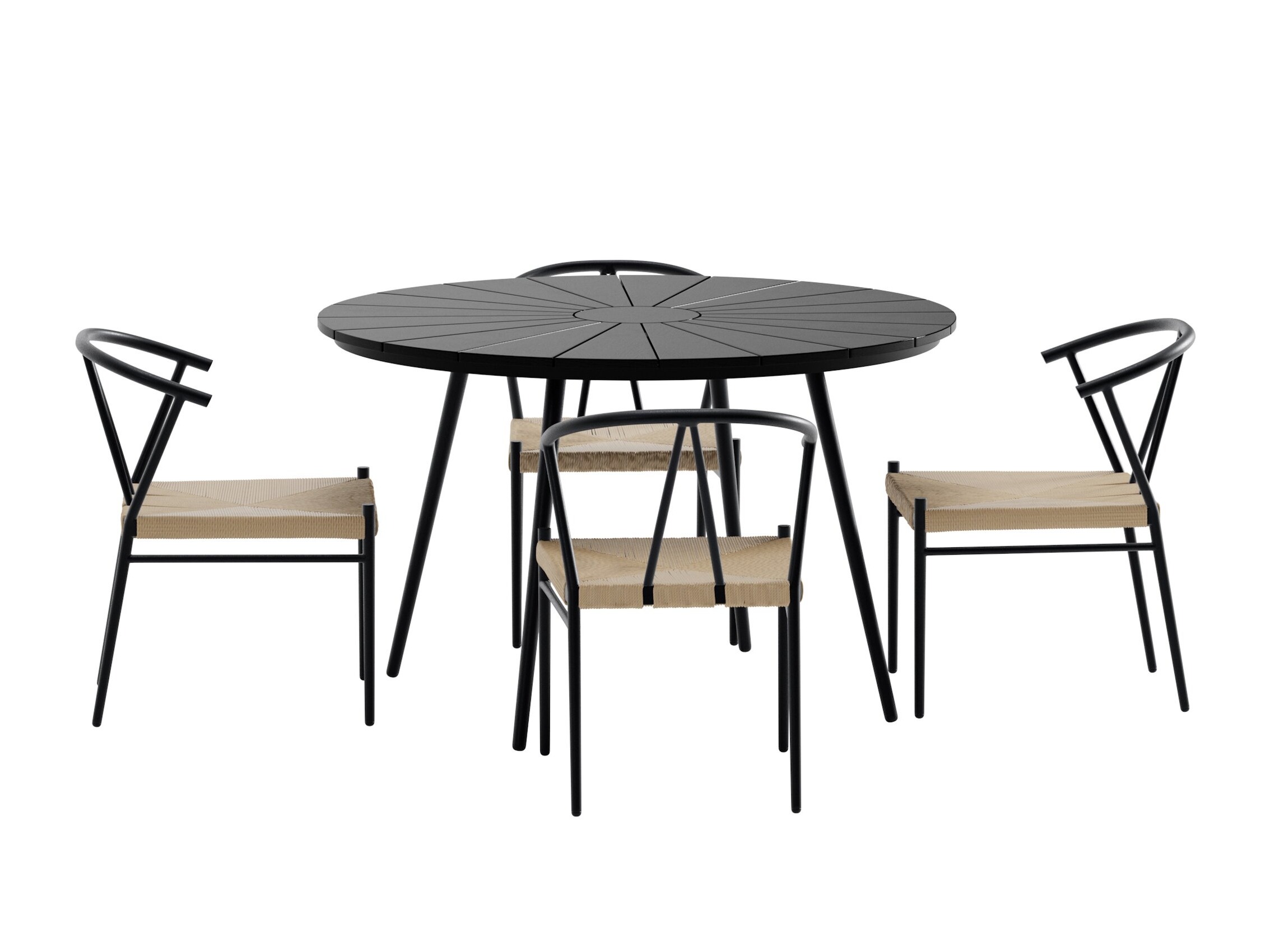 Ensemble table et chaises Dallas 5254 (Noir + beige)