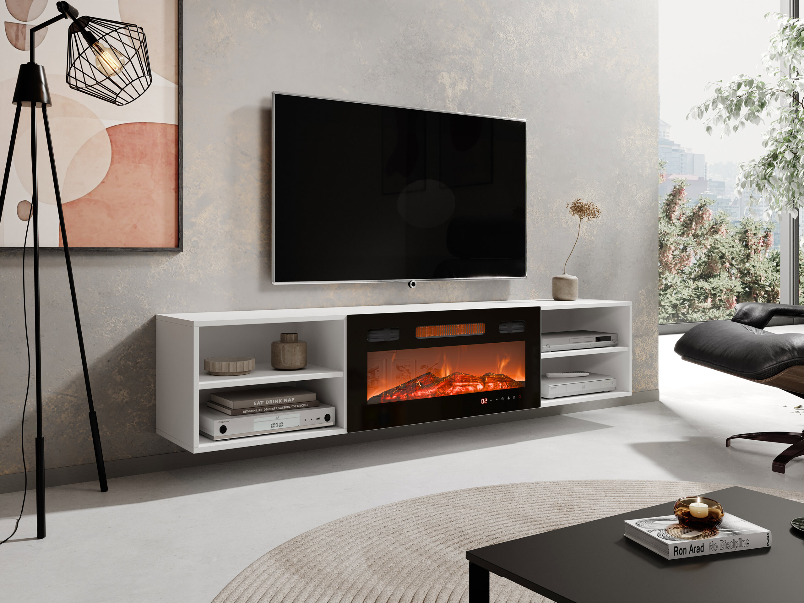 Meuble TV Charlotte 190 (Blanc + Noir)