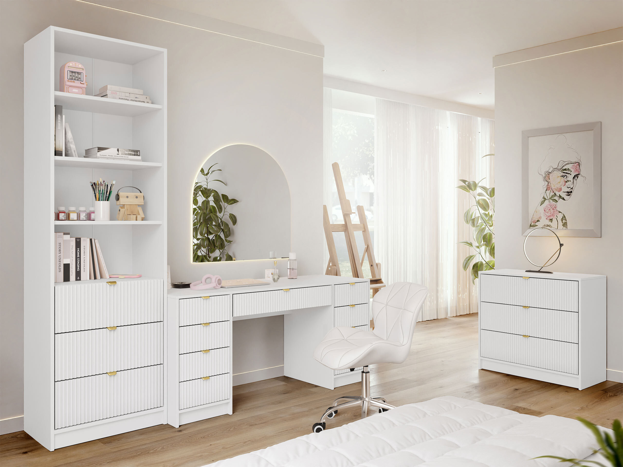 Ensemble de bureau à domicile Comfivo Papilio VI (Blanc)