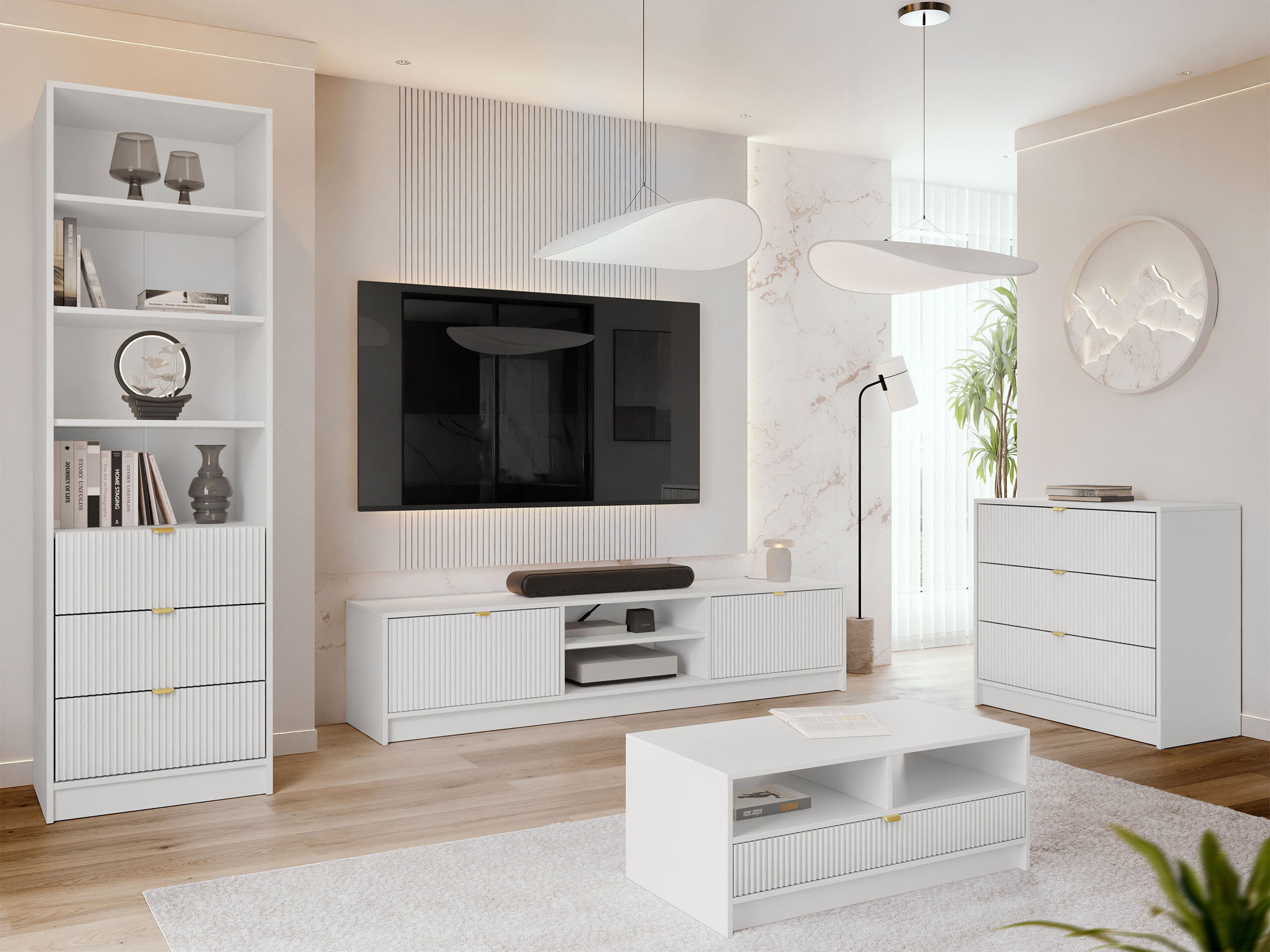 Ensemble de salon Comfivo Papilio VII (Blanc)