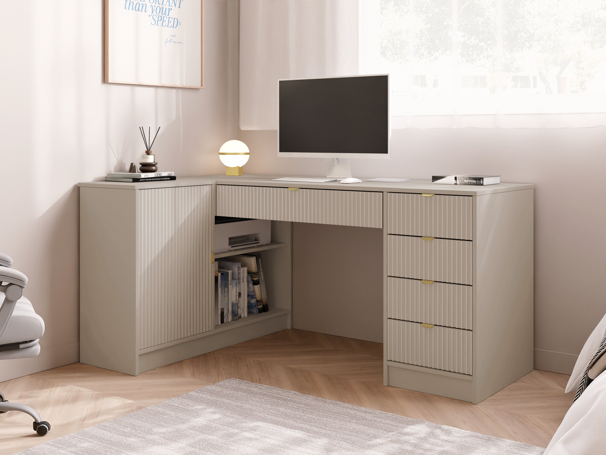 Bureau d'angle Comfivo Papilio II (Beige)