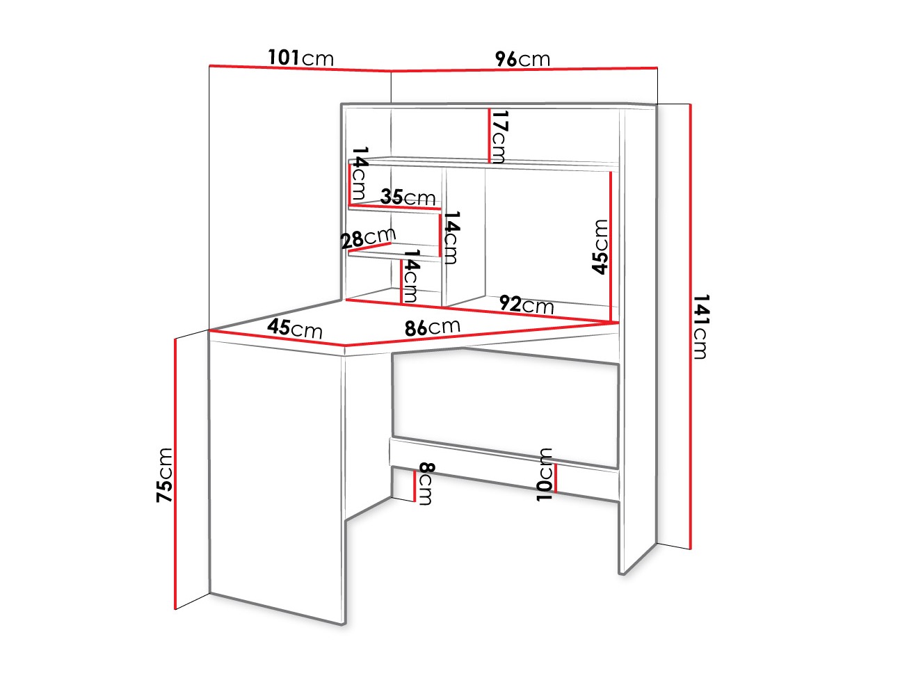 Bureau d'angle Claral (Cachemire)
