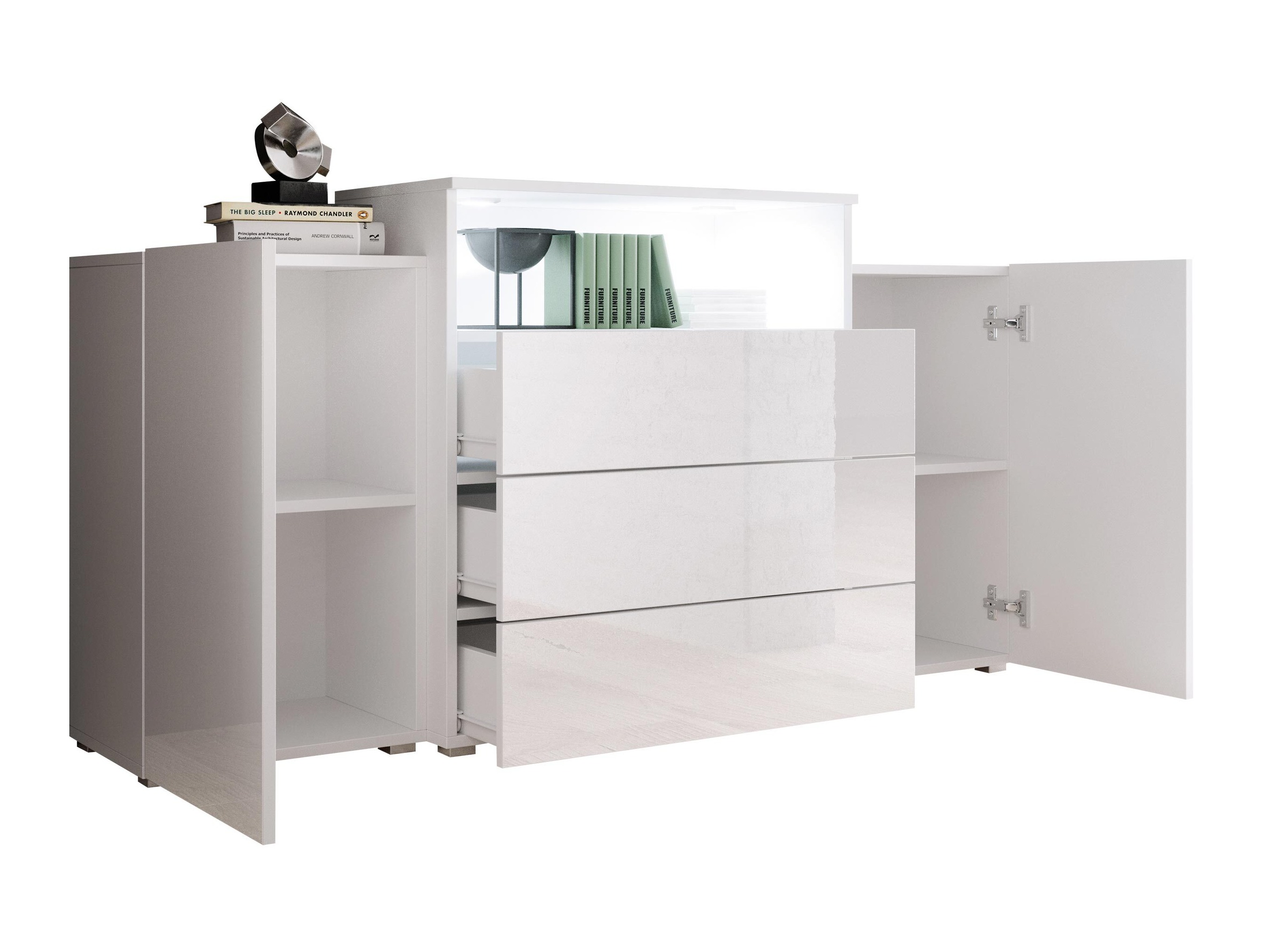 Commode Sarasota 127 (Blanc + Blanc brillant)