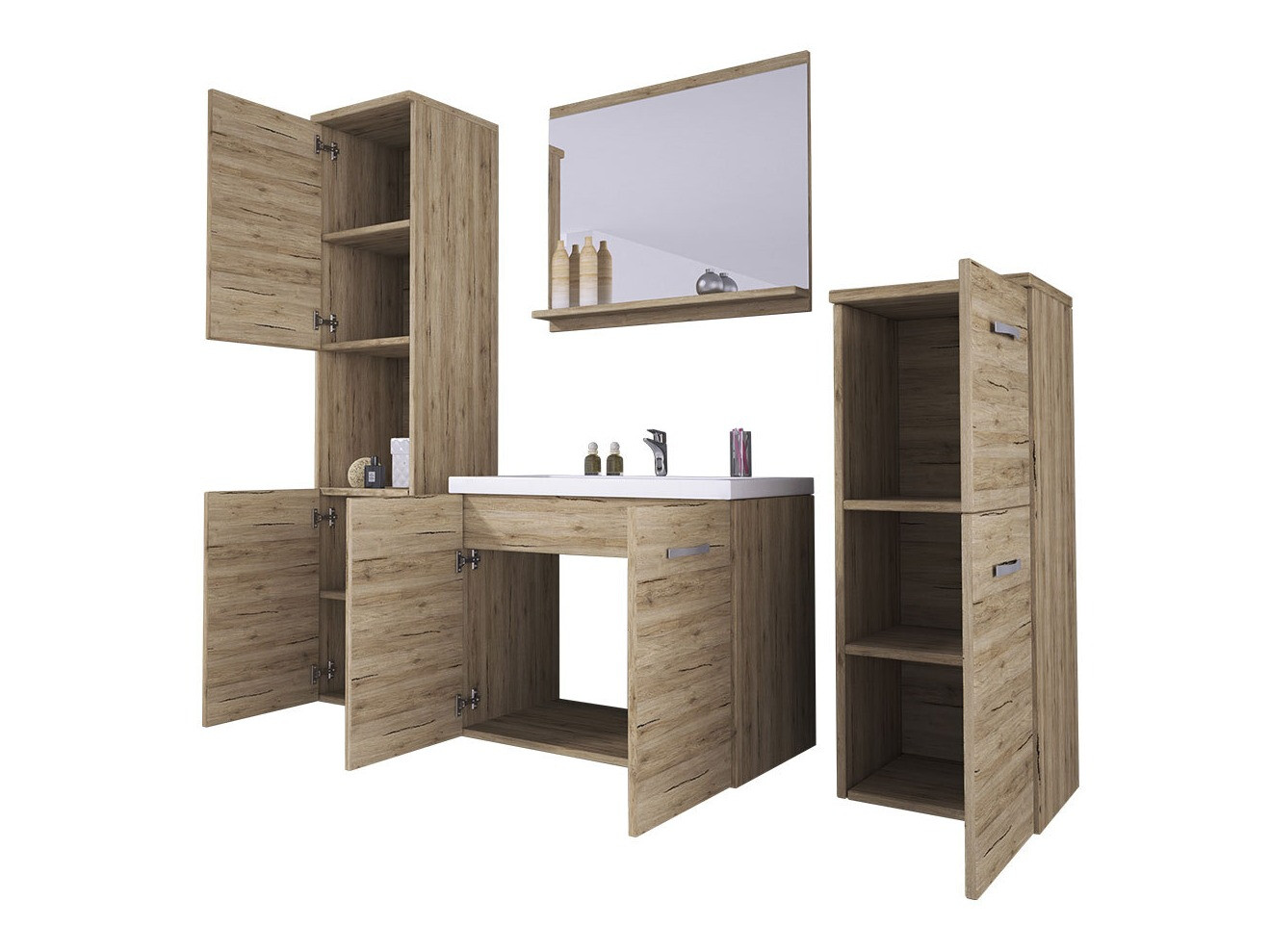 Ensemble de salle de bain Sarasota 108 (Matera gris + Châtaigne)