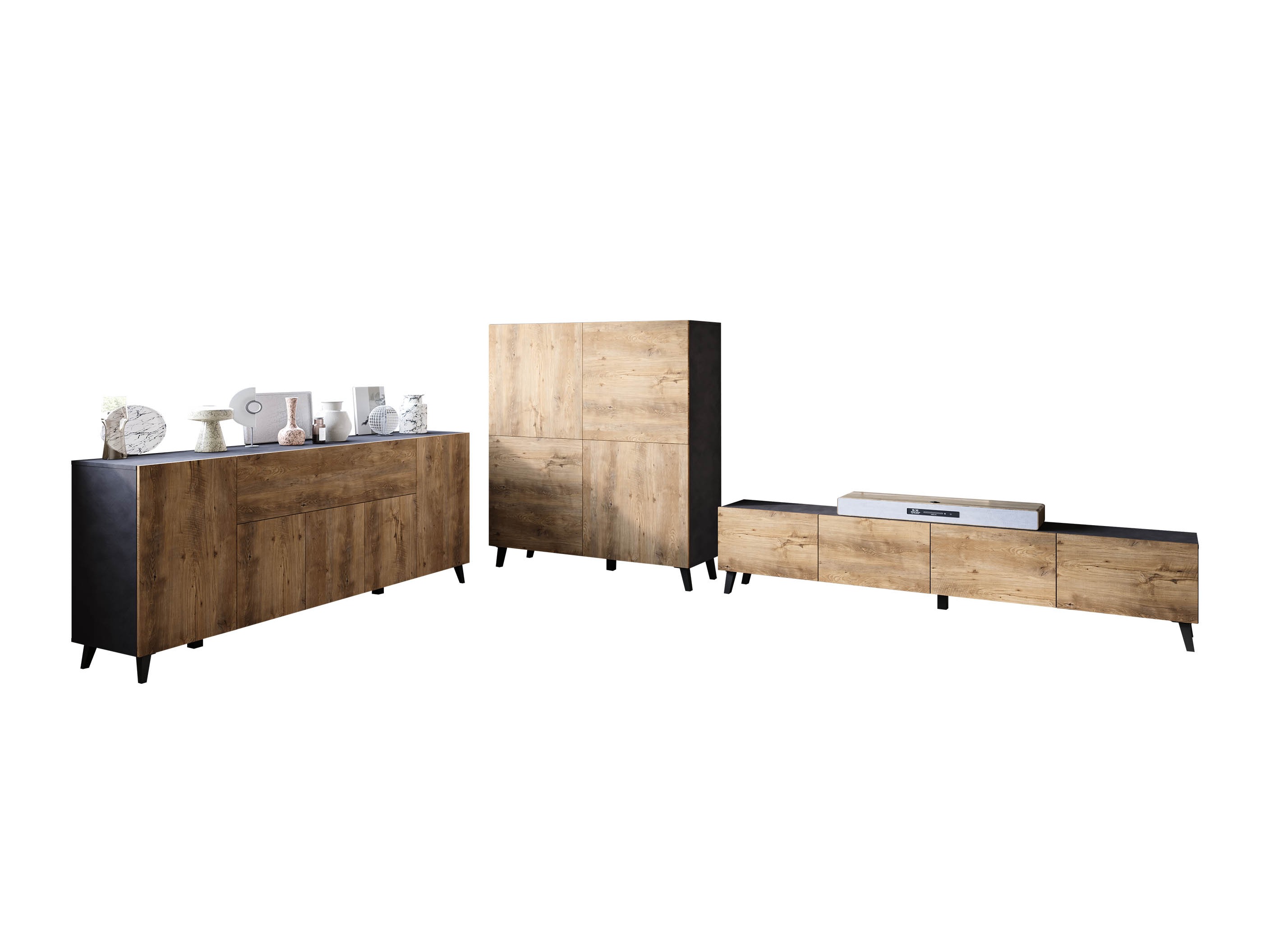 Ensemble de salon Levtive 104 (Matera gris + Châtaigne)