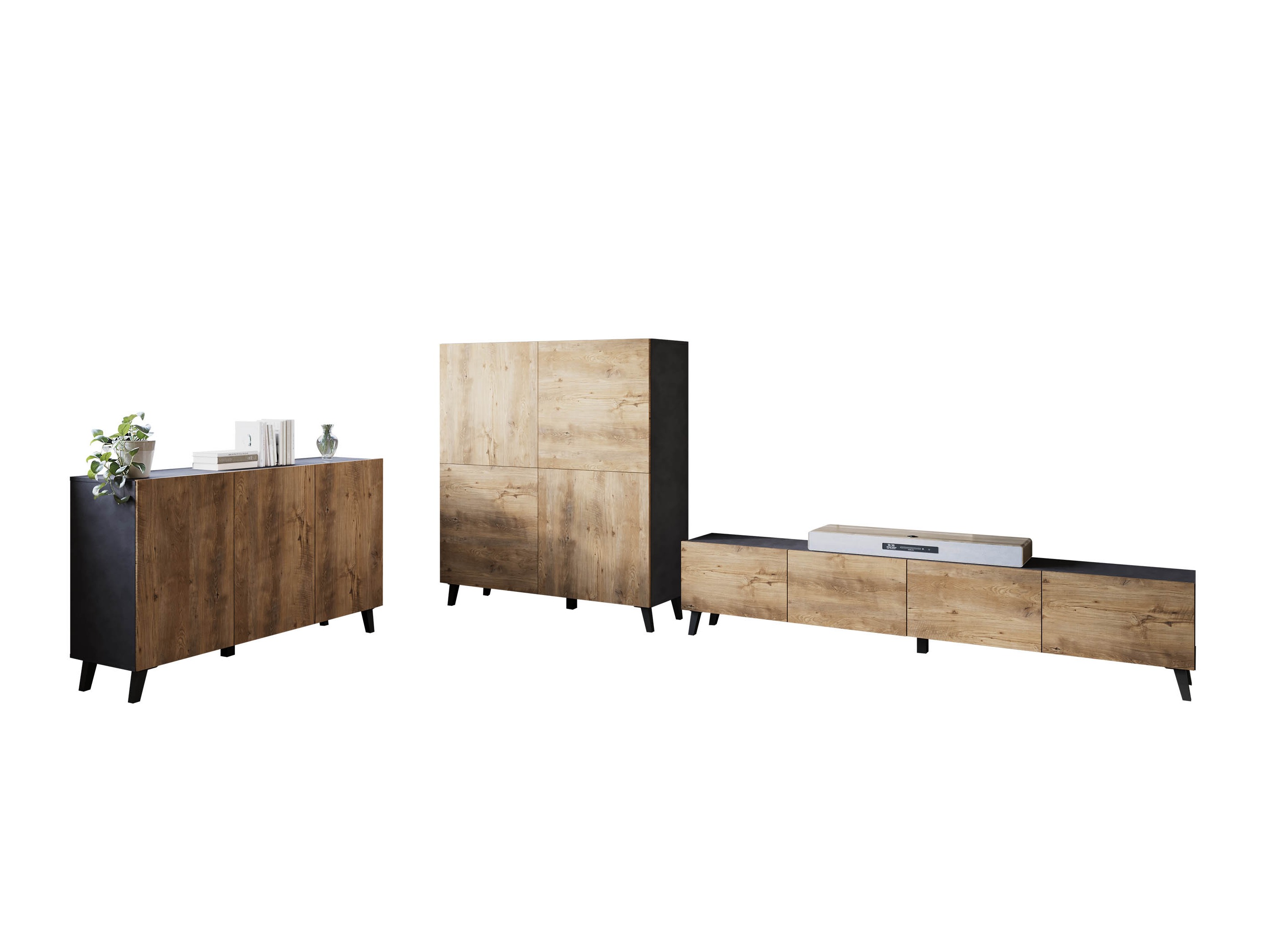 Ensemble de salon Levtive 105 (Matera gris + Châtaigne)