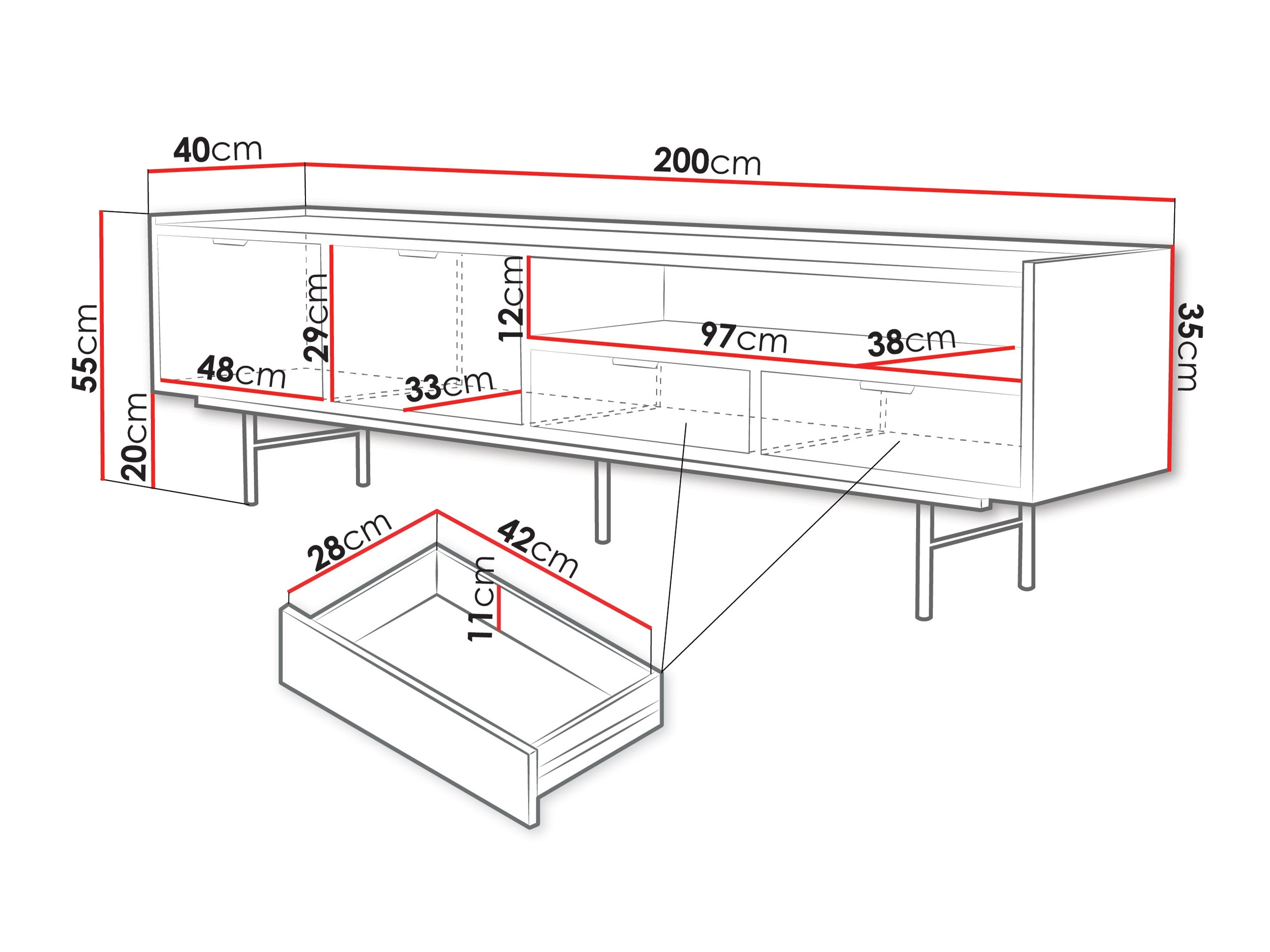 Meuble TV Studos II (Noyer)