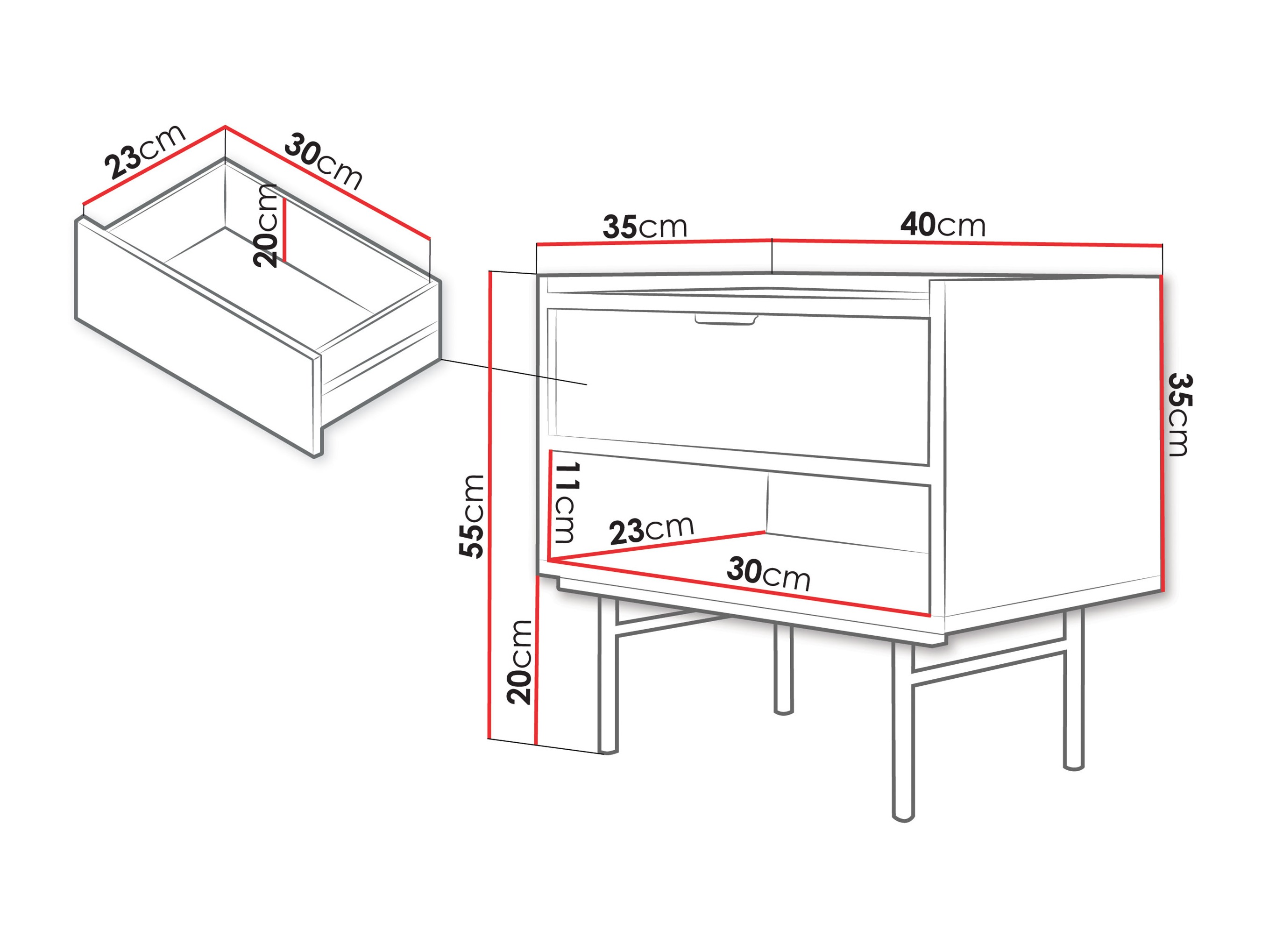 Table de chevet Studos (Noyer)