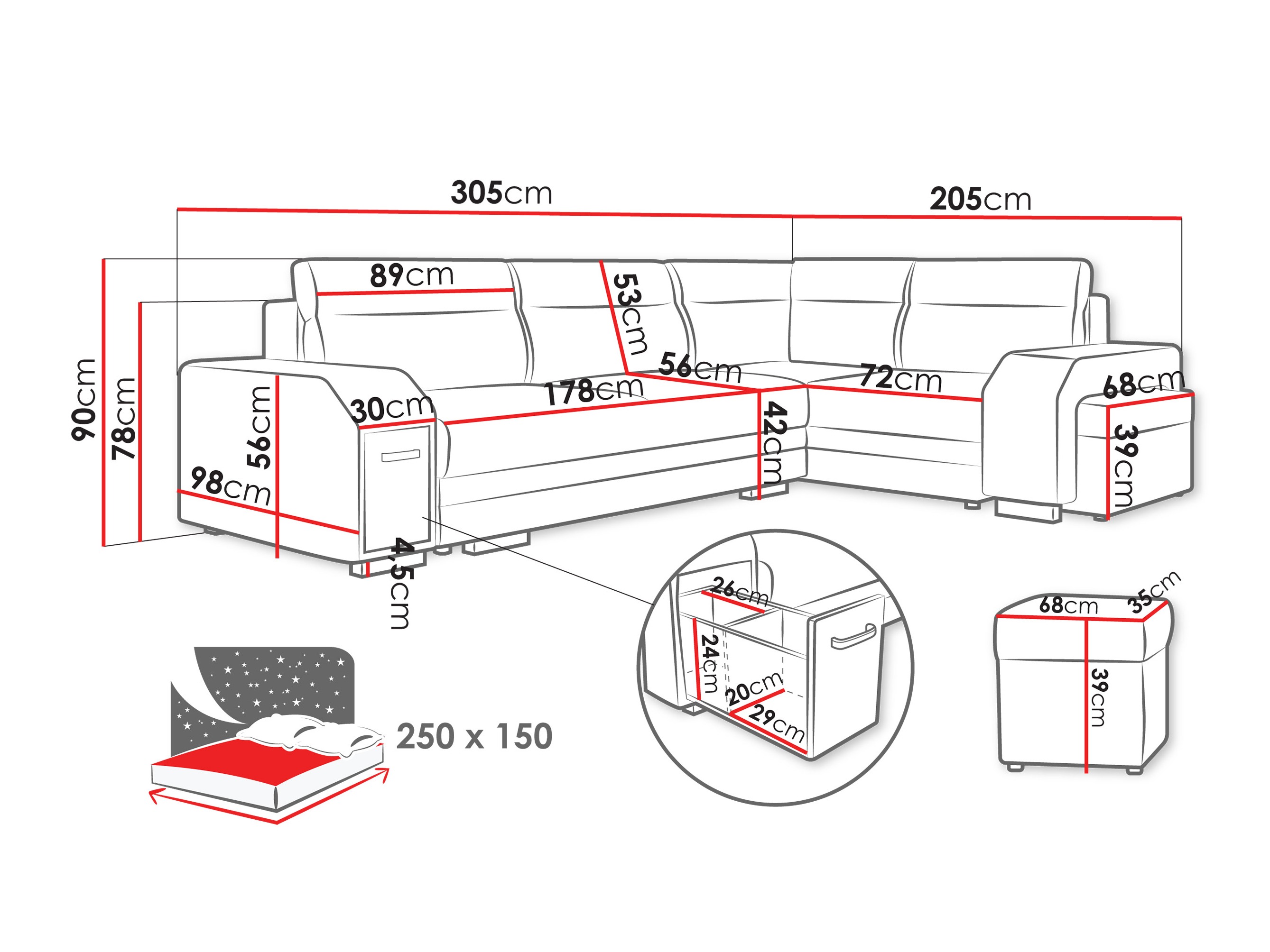 Canapé d'angle Kingsport 116 (Nazar 225.06)