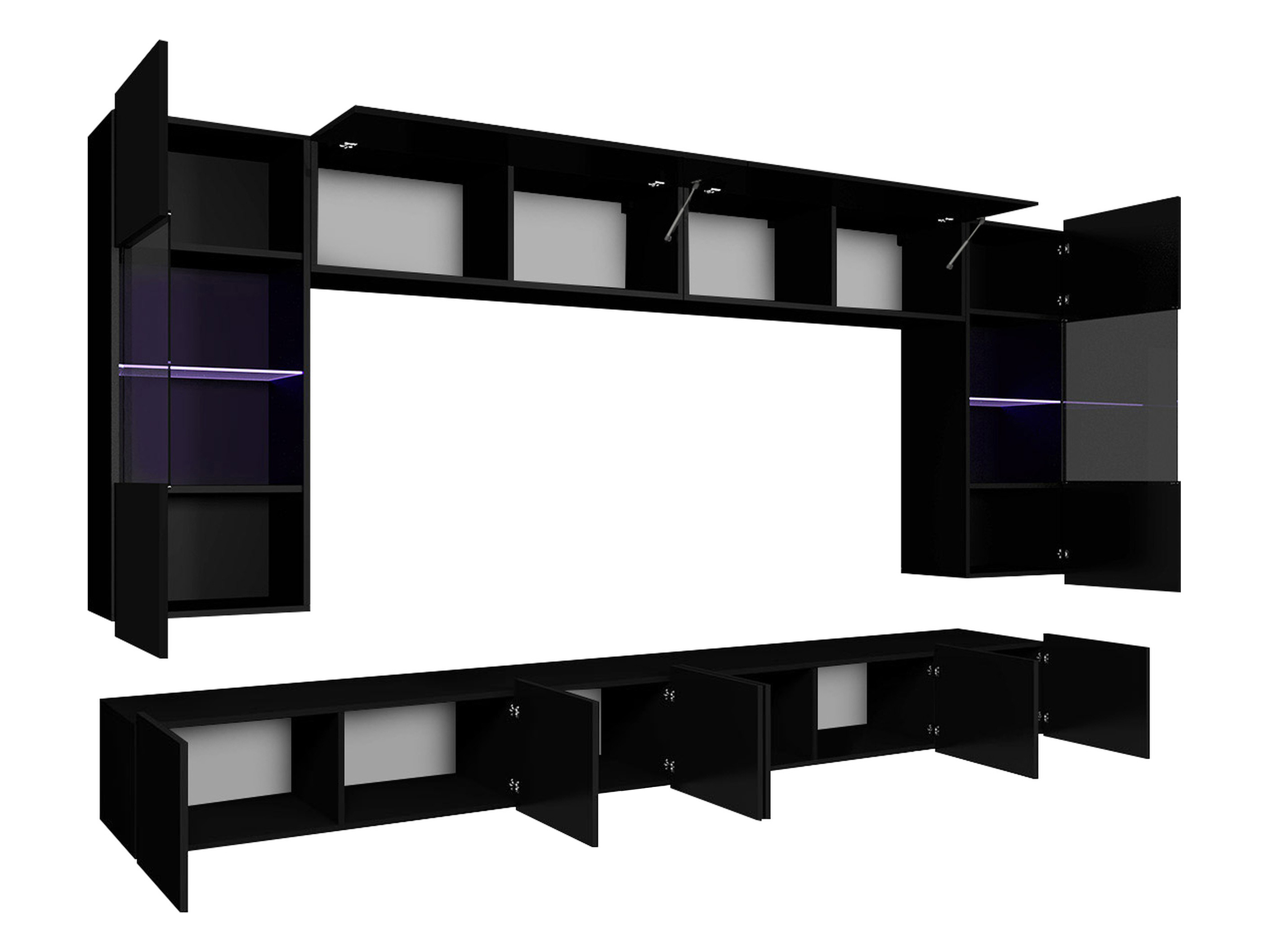 Ensemble de salon Remus I (Noir + Noir brillant)