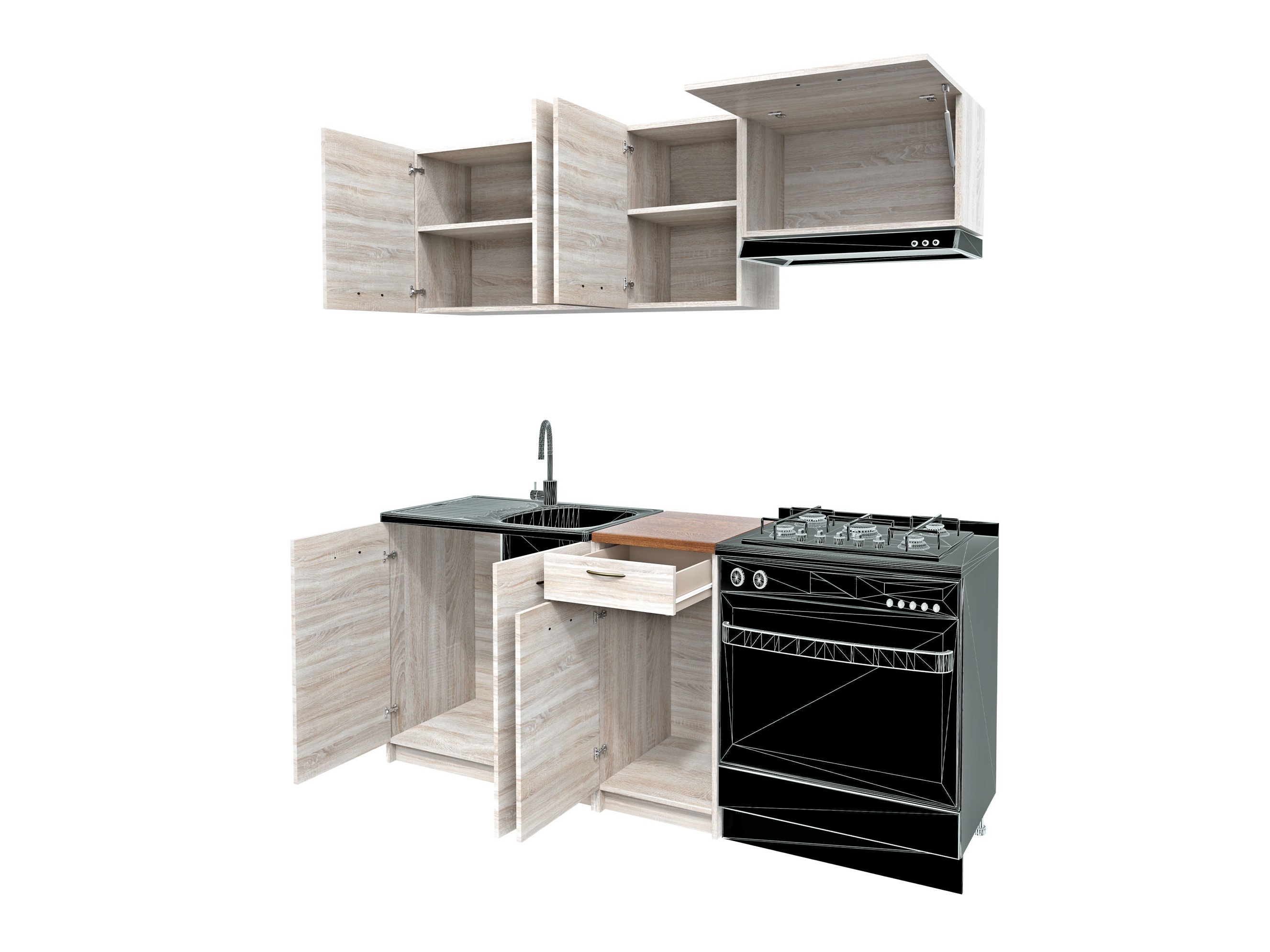 Cuisine complète Ota (Sonoma chêne + Beige)