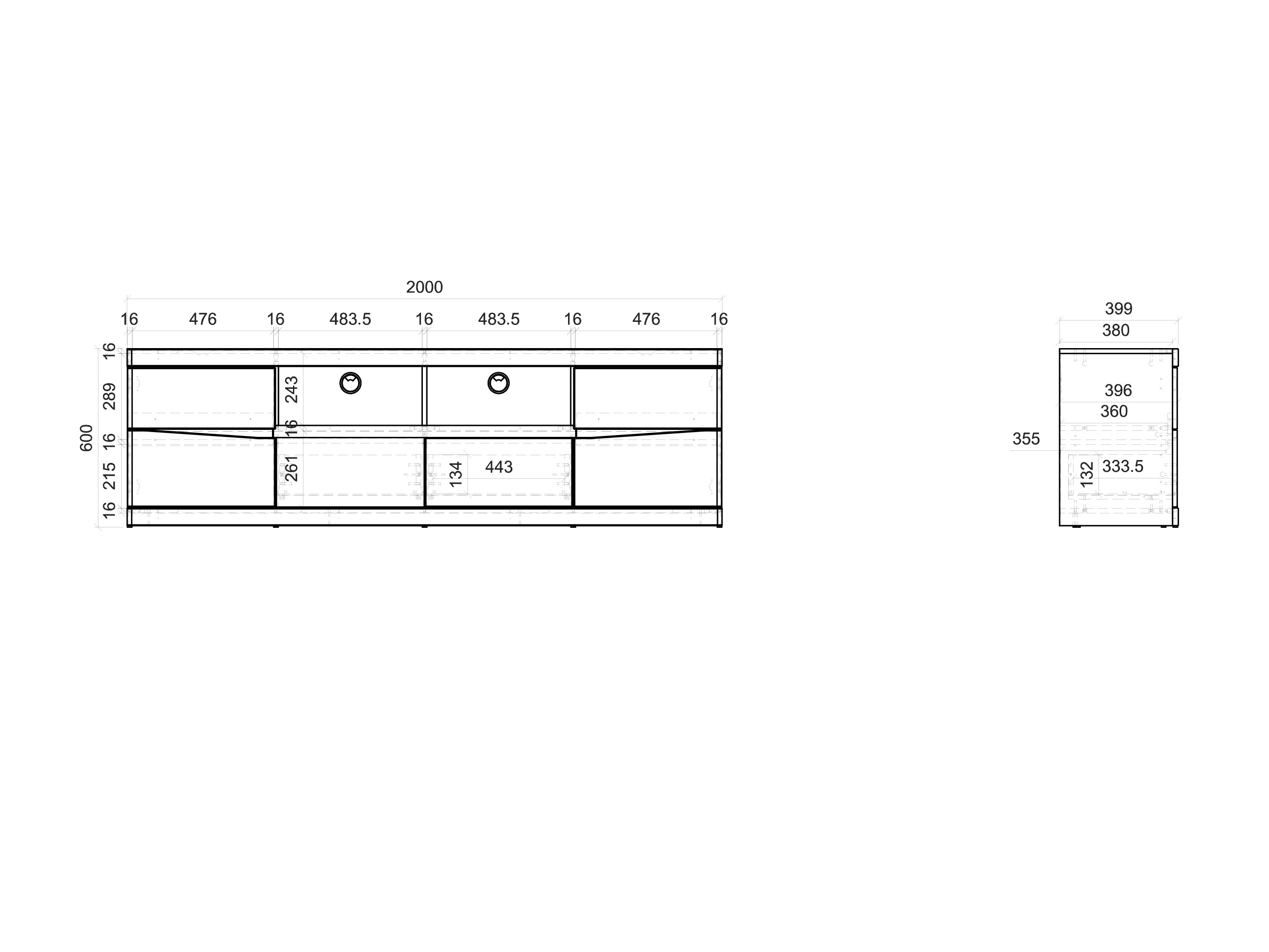 Meuble TV Venlori 122 (Blanc + Graphite)