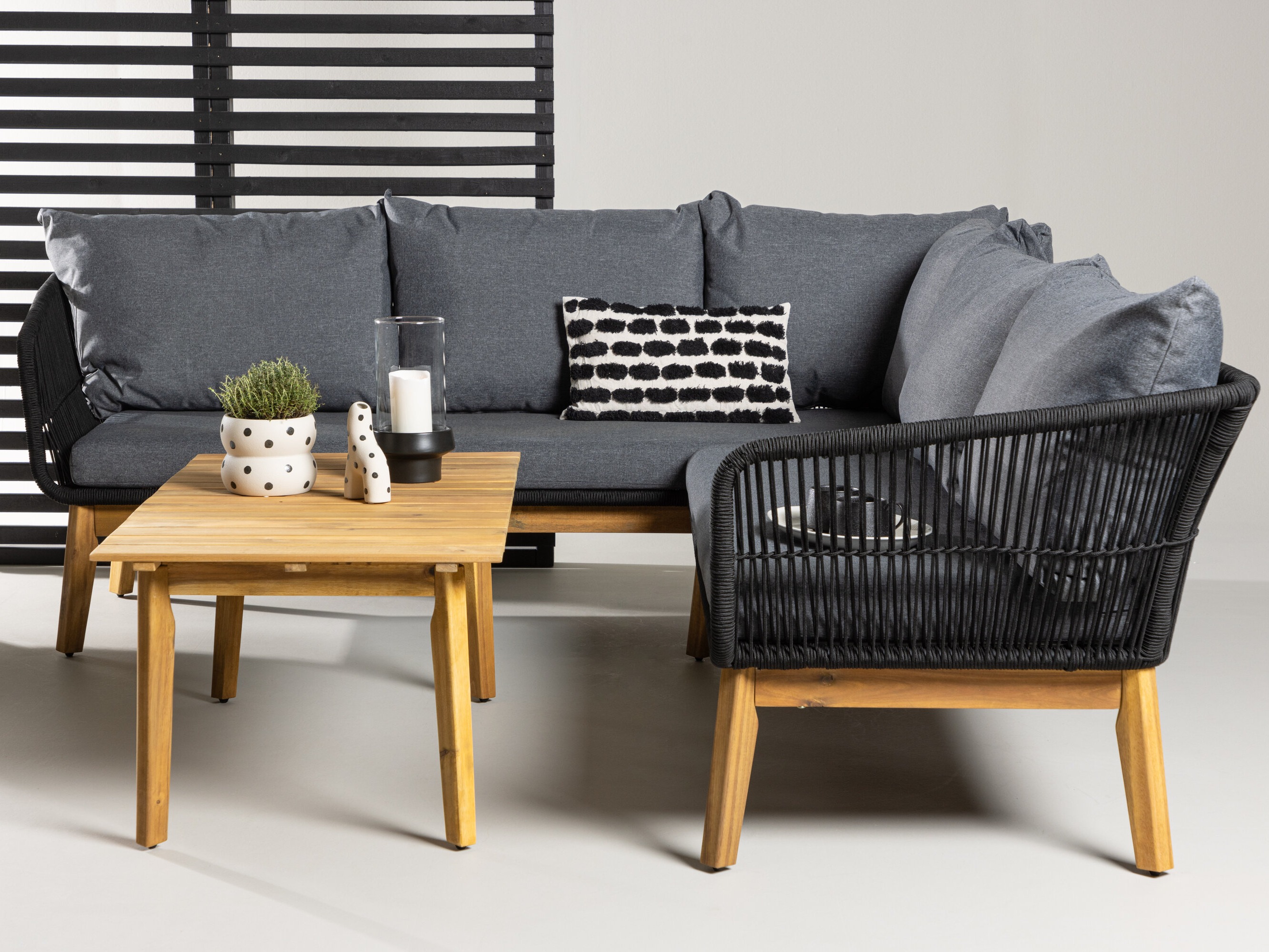 Ensemble de mobilier de jardin Dallas 1085 (Acacia + Noir)