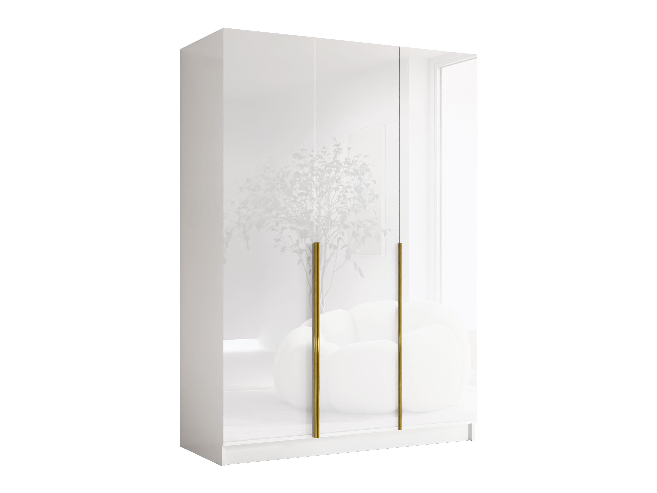 Armoire Closico Decoron I (Blanc brillant + Doré)