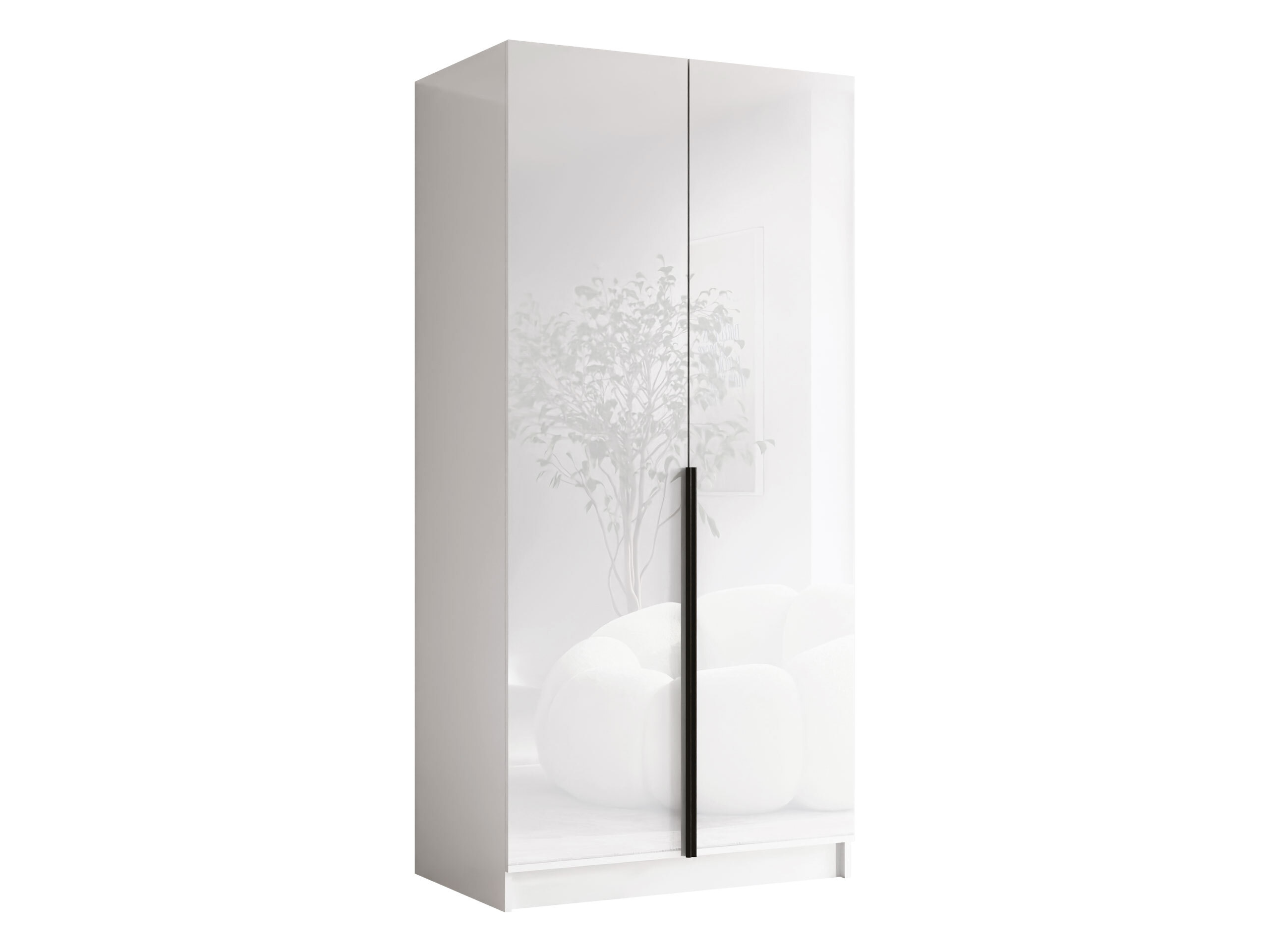 Armoire Closico Staton I (Blanc + Blanc brillant + Noir)