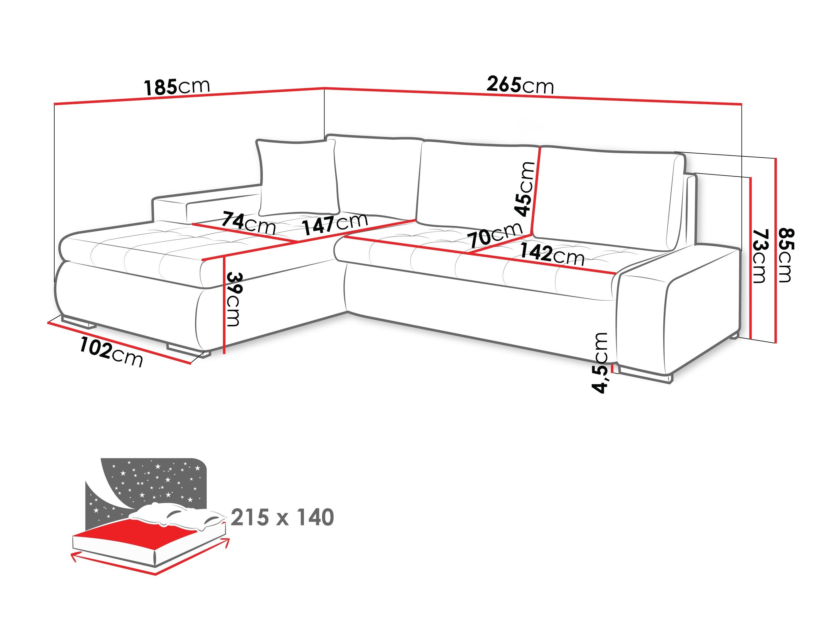 Canapé d'angle Comfivo Nitor III (Sicuro 45 + Sicuro 50)