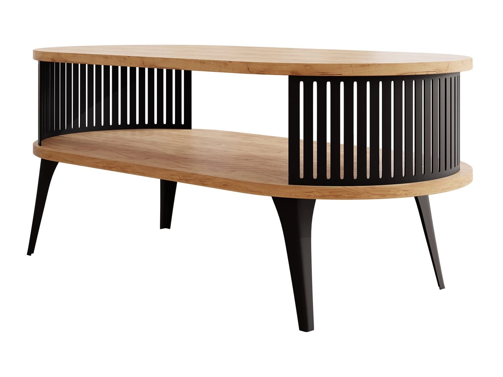 Table basse Vitum III (Noir + Chêne doré artisanal)