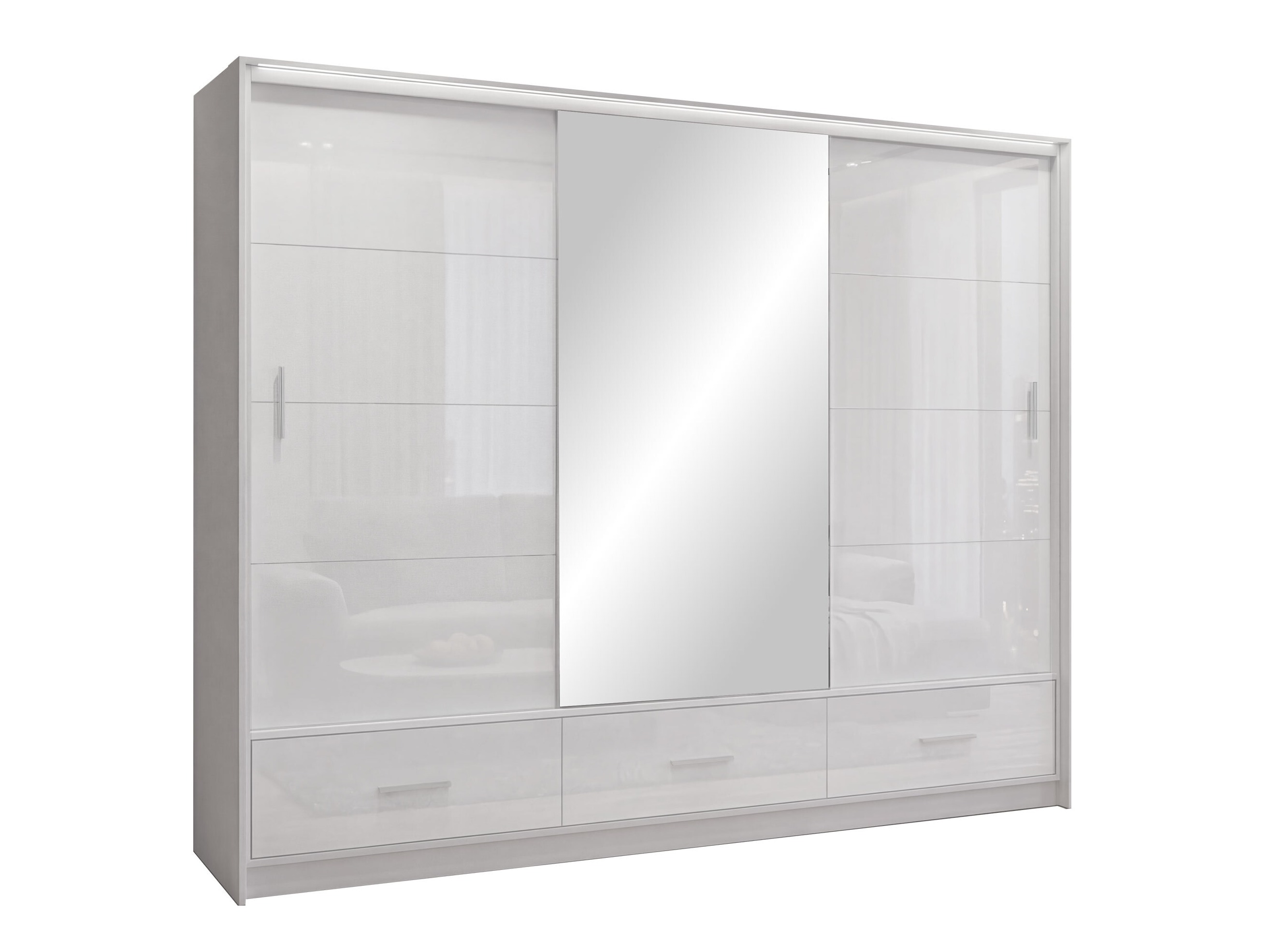 Armoire Honolulu 203 (Blanc + Blanc brillant)