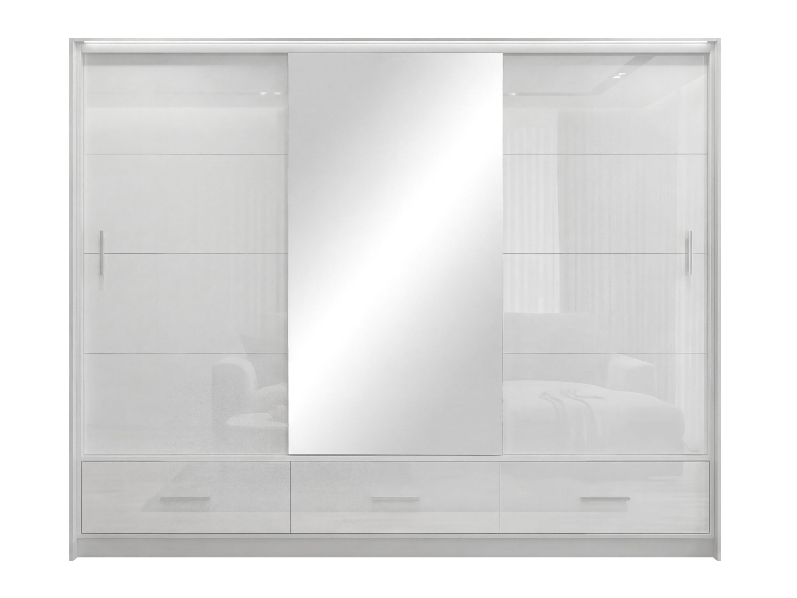 Armoire Honolulu 203 (Blanc + Blanc brillant)