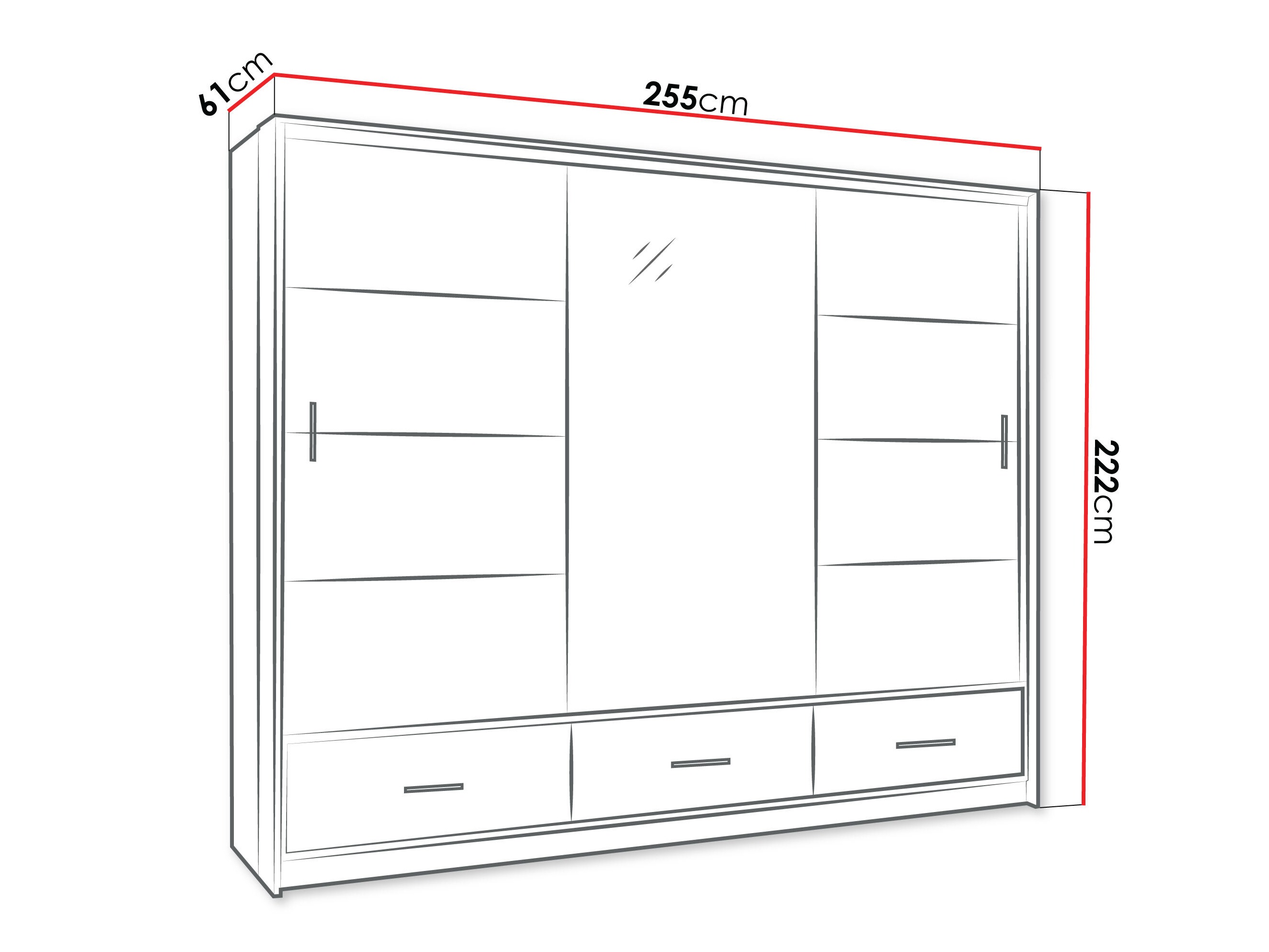 Armoire Honolulu 203 (Blanc + Blanc brillant)
