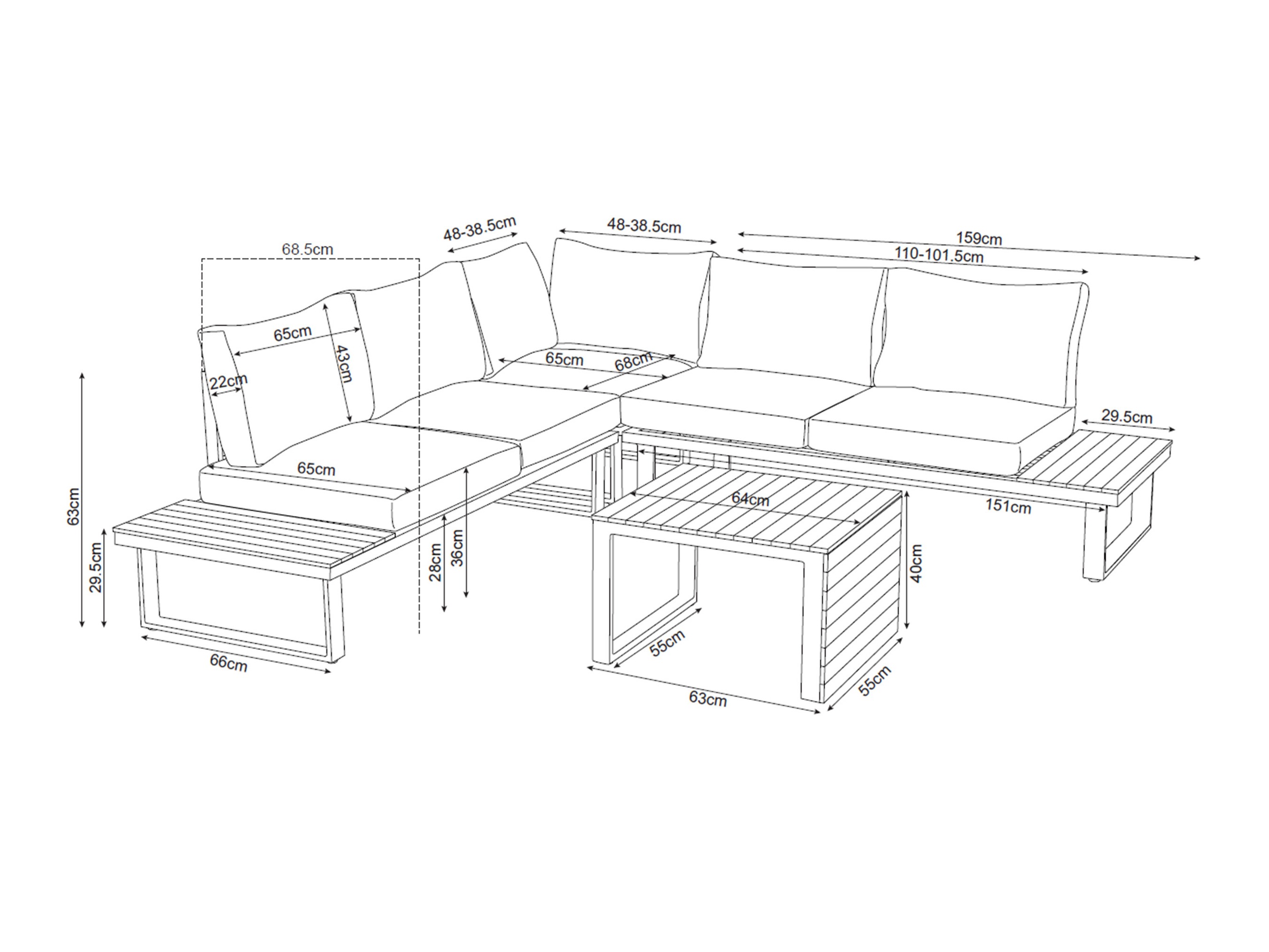 Ensemble de mobilier de jardin Mandeville 374