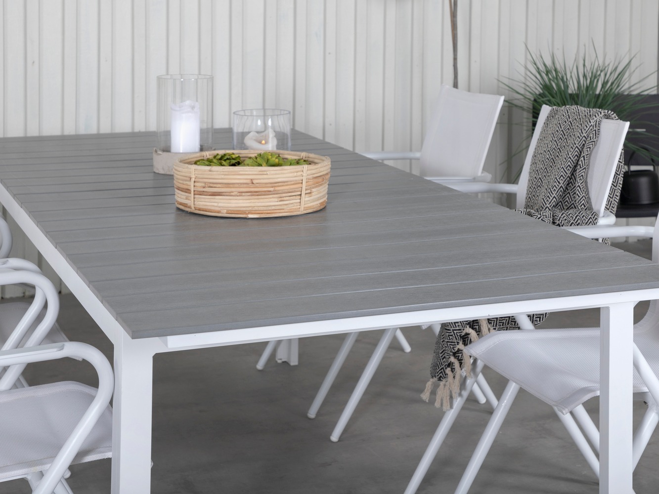Table de jardin Dallas 668 (Gris + Blanc)