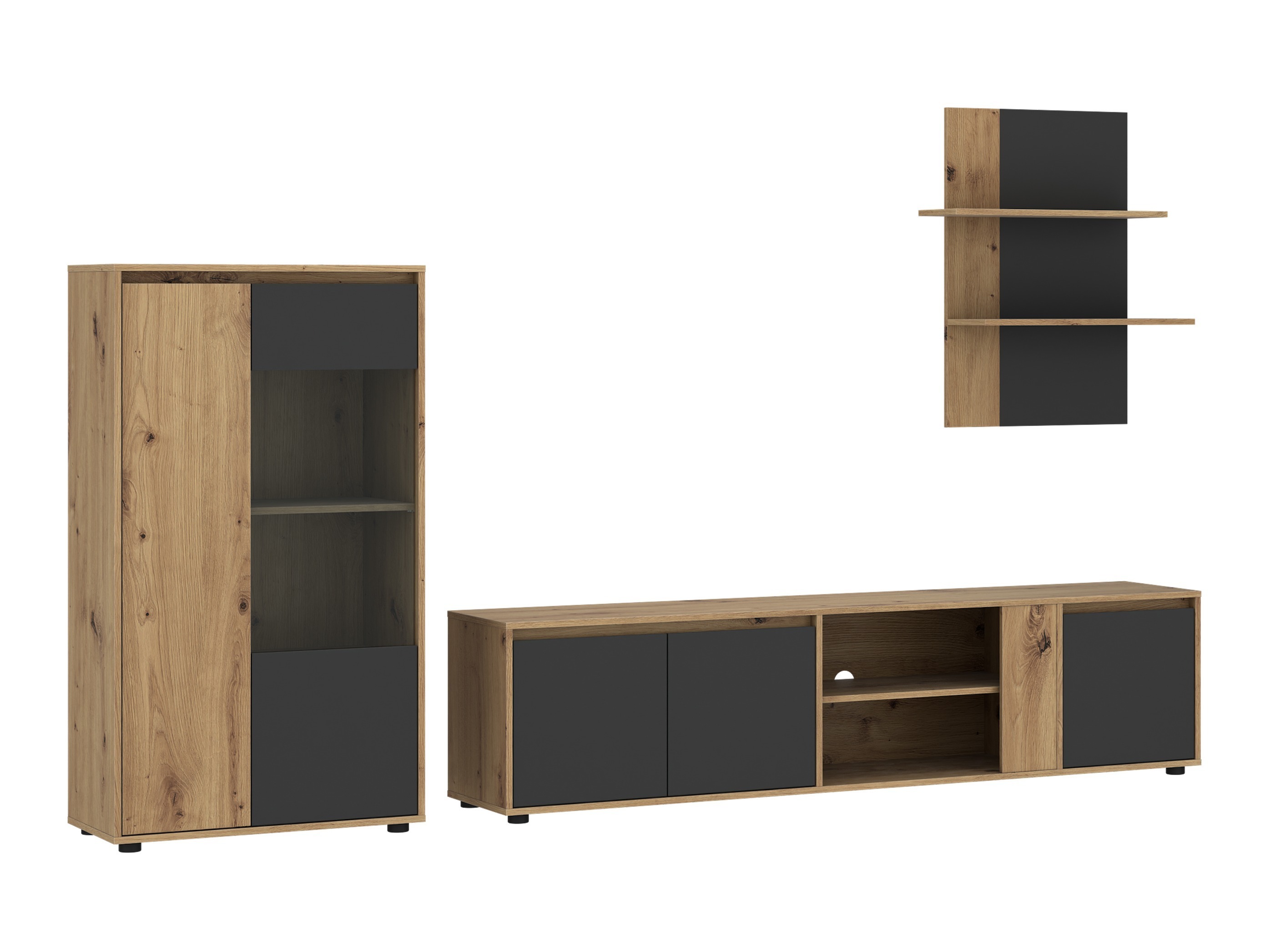 Ensemble de salon Torcavi 106 (Anthracite + Chêne Artisan)